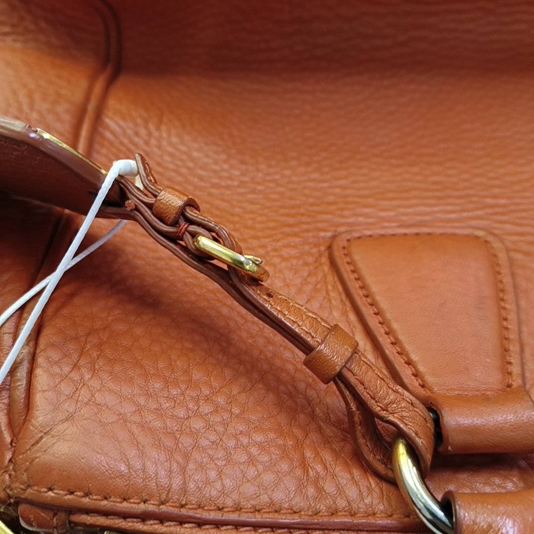 PRADA Tote bag Orange Cowhide Handbag Golden hardware-(SKU)-943907570