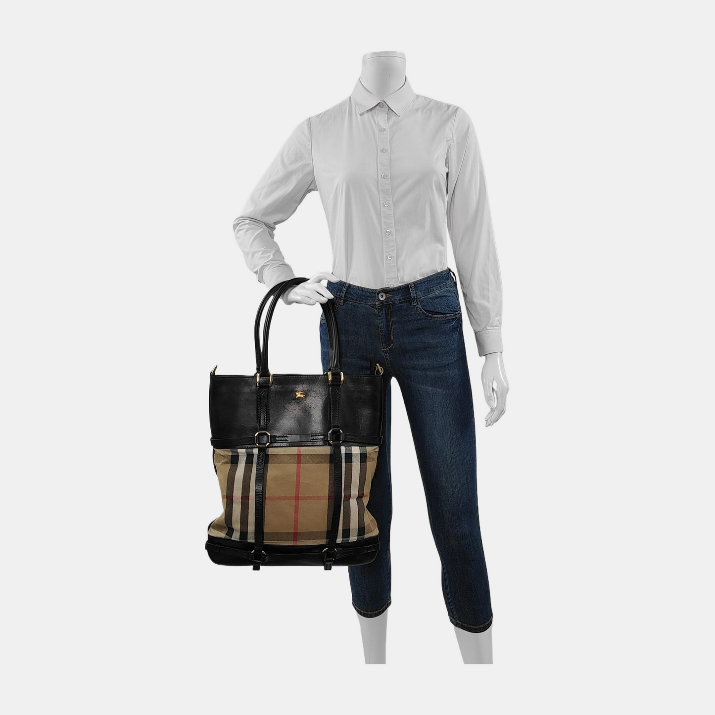 BURBERRY Tote bag Khaki Canvas Tote Bag Golden hardware-(SKU)-945320394