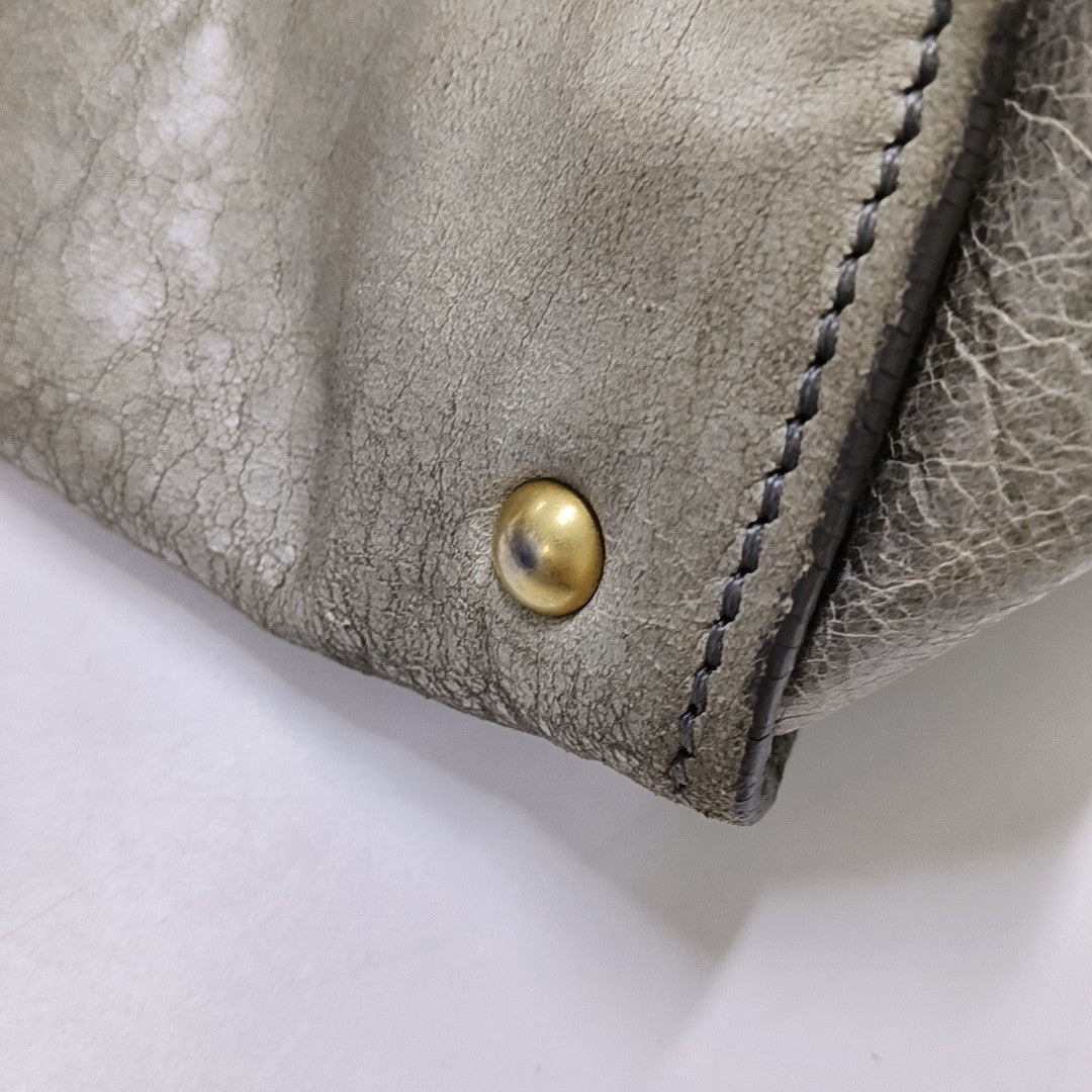 Miu Miu Tote bag Grey Leather Studs Shoulder Bag Silver Hardware-(SKU)-945572531