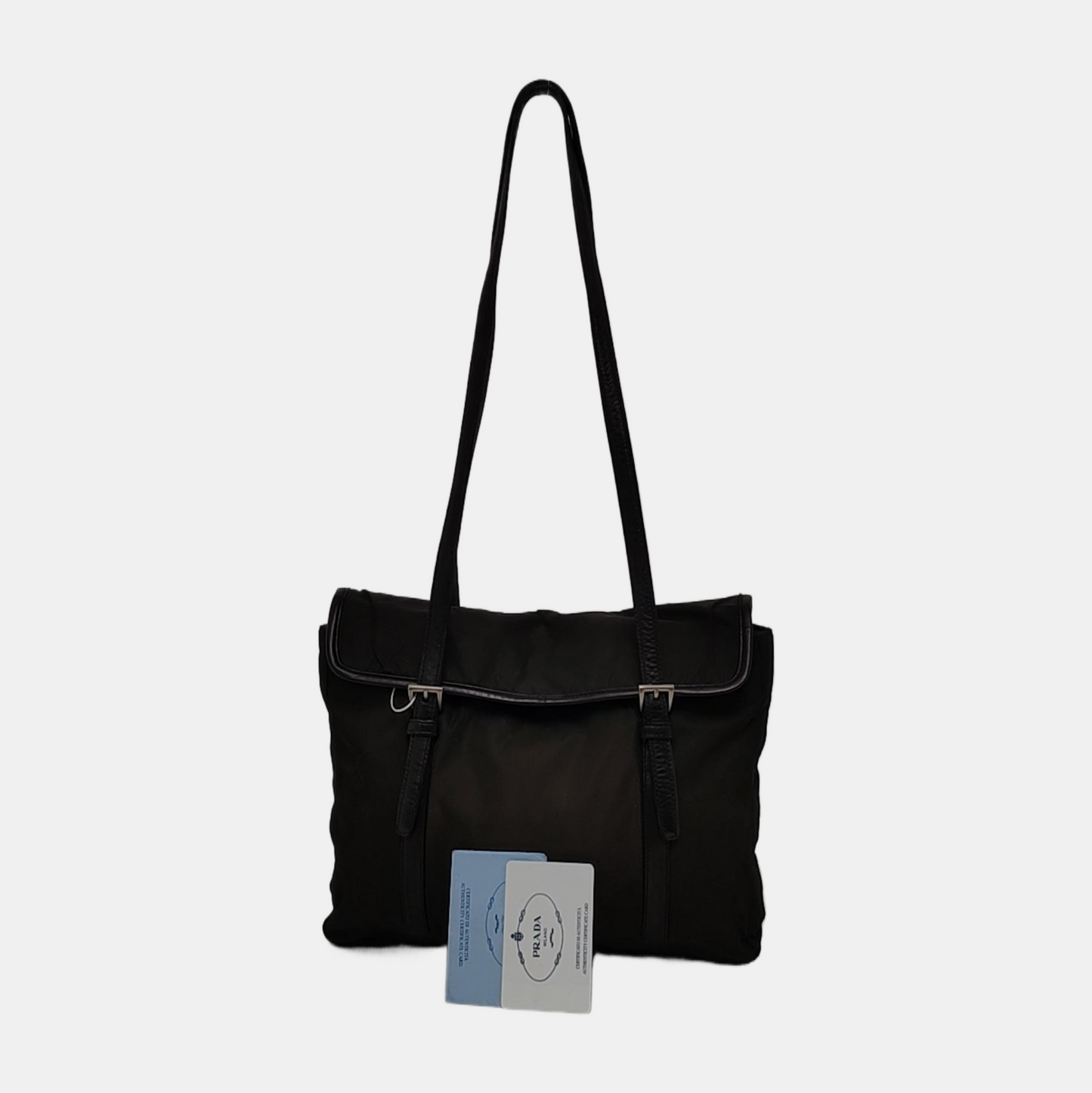 PRADA Tote bag Black Nylon Single Shoulder Bag Handbag Silver Hardware-(SKU)-945954813