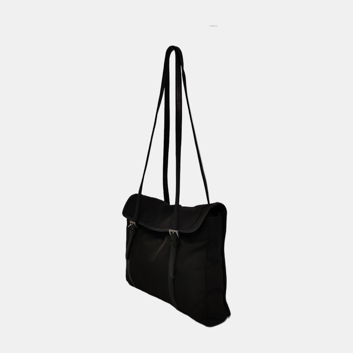 PRADA Tote bag Black Nylon Single Shoulder Bag Handbag Silver Hardware-(SKU)-945954813