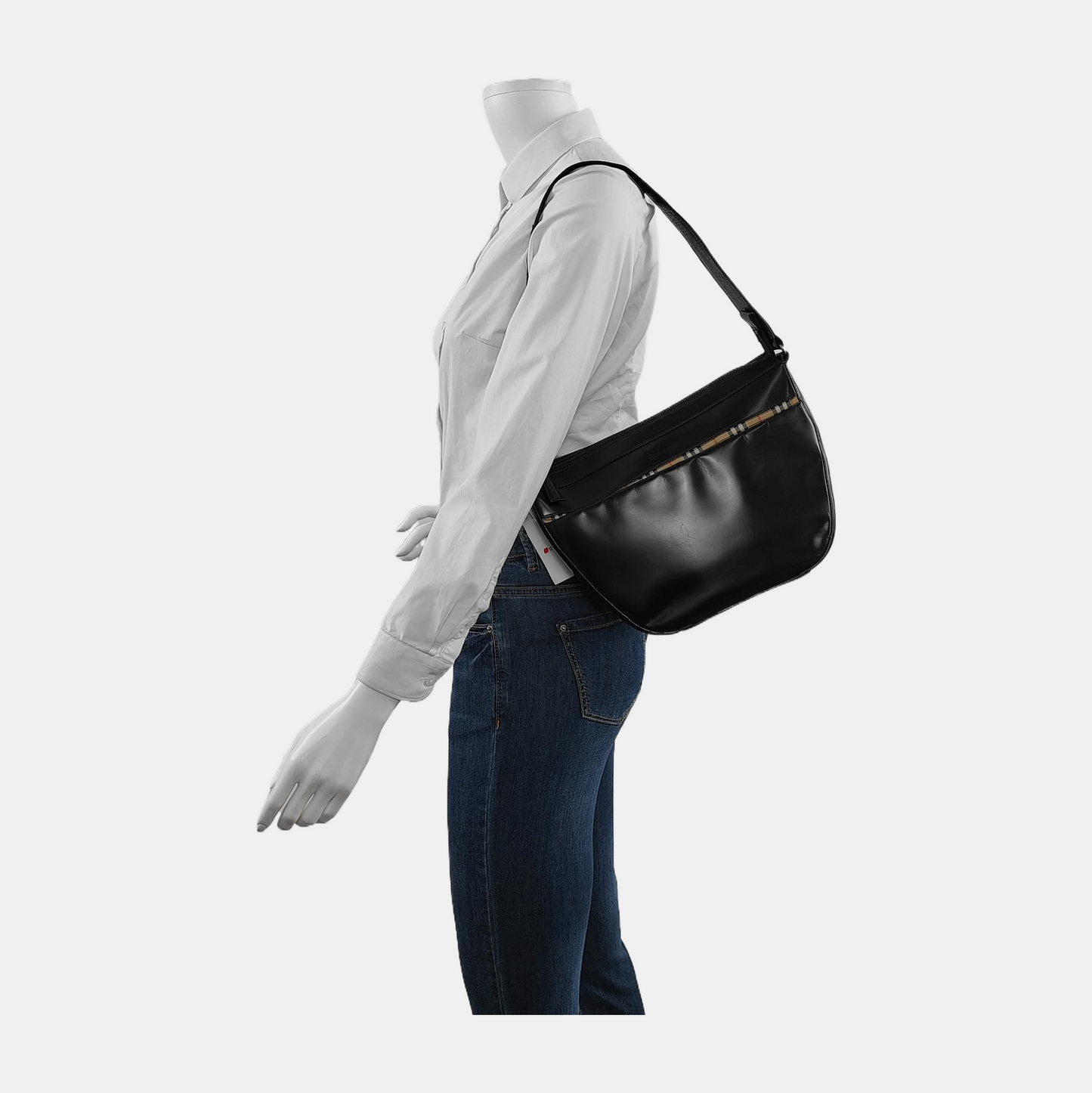 BURBERRY Black Calfskin Warhorse Grain Single Shoulder Bag Handbag Silver Hardware-(SKU)-946106319