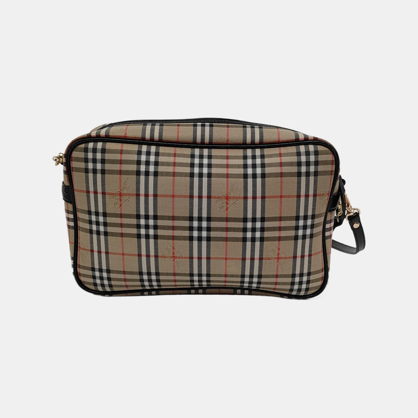 BURBERRY Khaki Fabric War Horse Plaid Pattern Handbag Black hardware-(SKU)-946106014