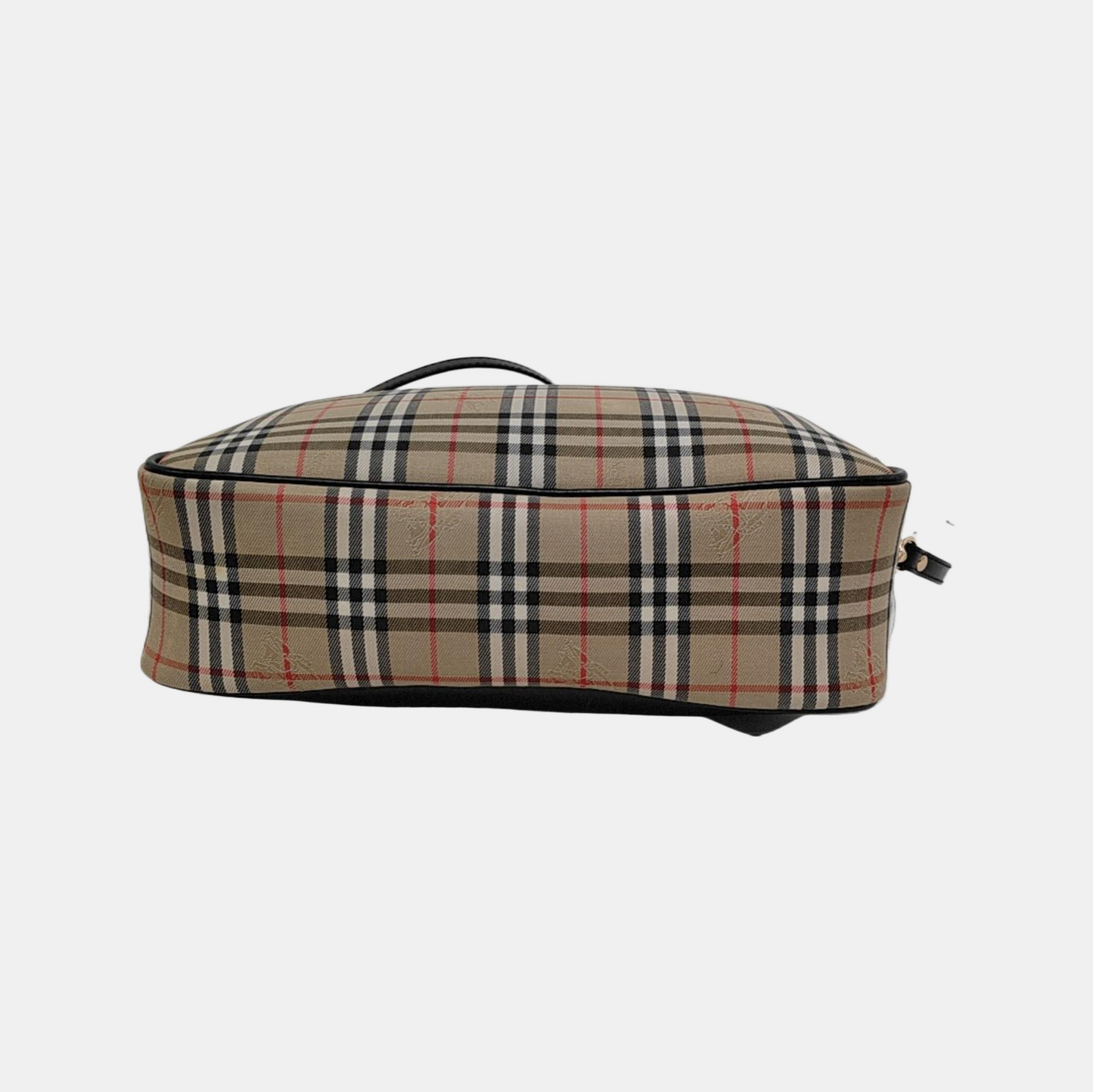BURBERRY Khaki Fabric War Horse Plaid Pattern Handbag Black hardware-(SKU)-946106014