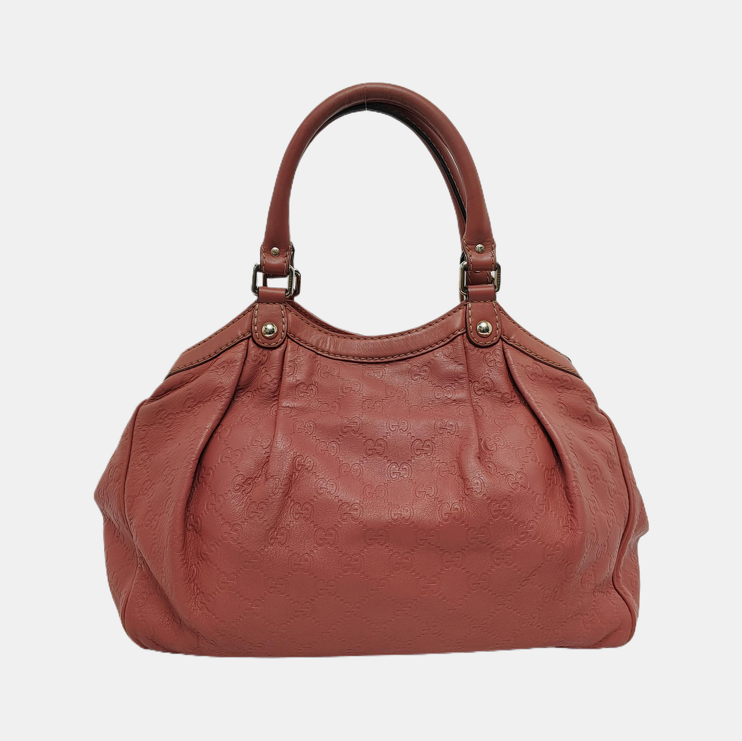 GUCCI Sukey Beige Cowhide Old Flower Embossed Handbag Single Shoulder Bag Golden hardware-(SKU)-946198626