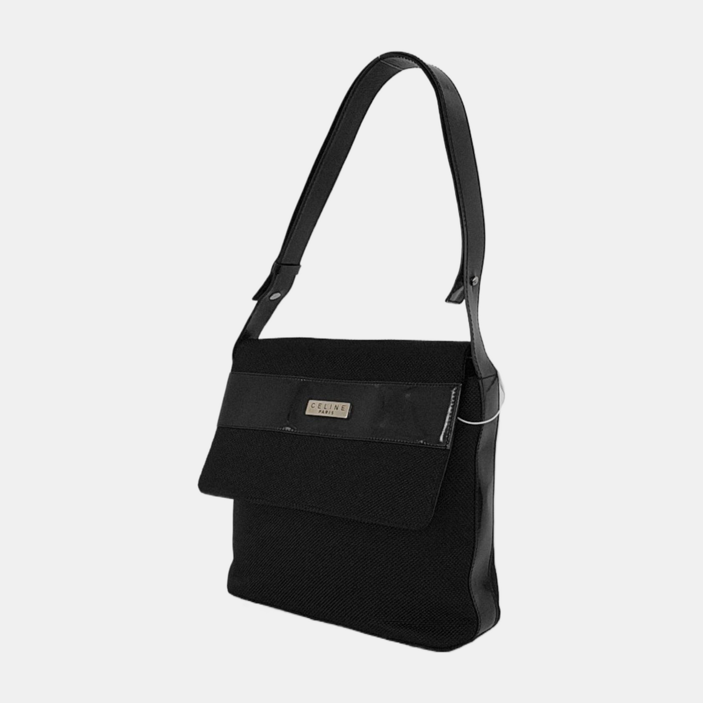 CELINE Black fabric crossbody bag shoulder bag Silver Hardware-(SKU)-946436005