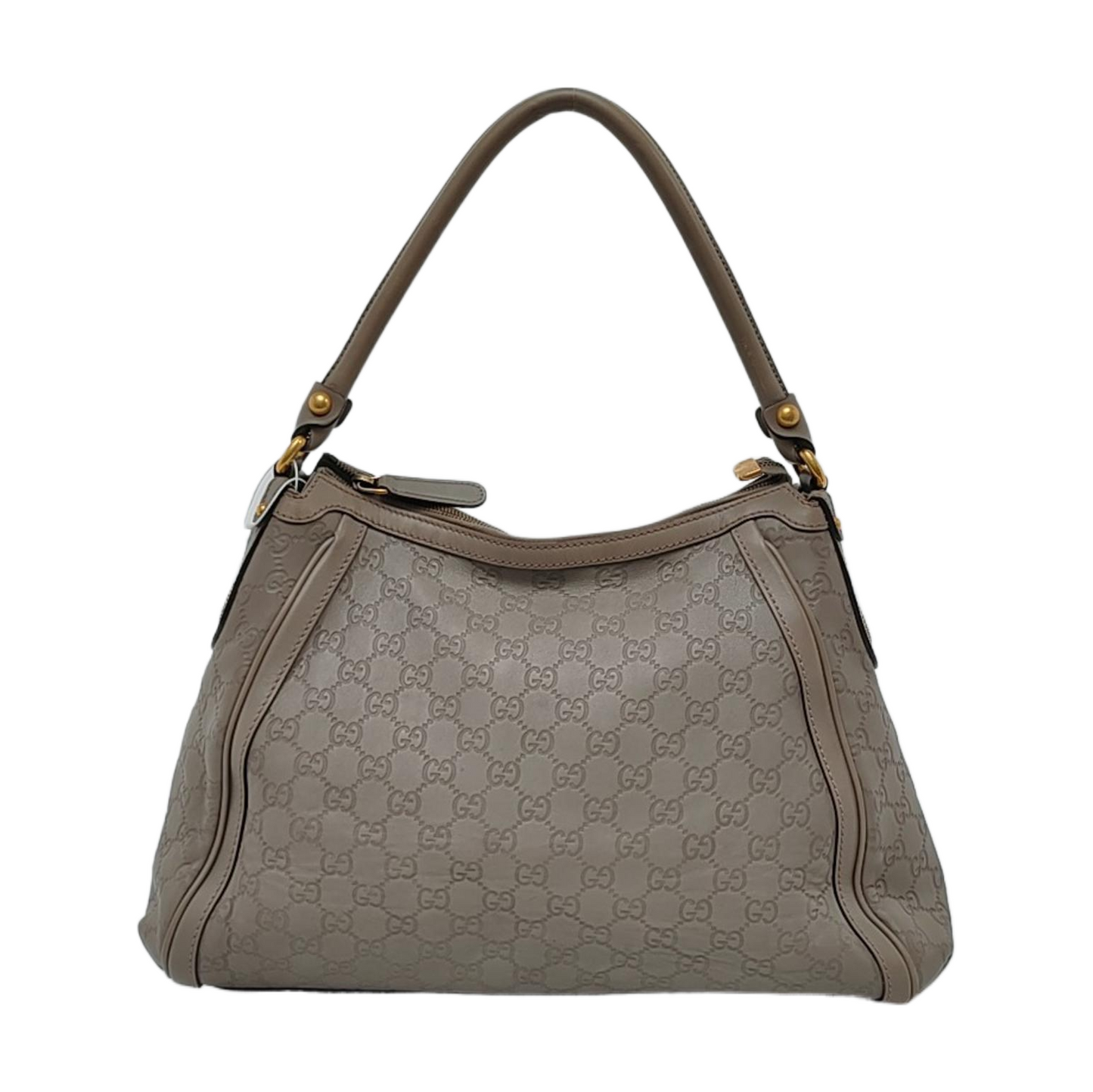 GUCCI Gray Cowhide Monogram Crumpled Single Shoulder Bag Golden hardware-(SKU)-946387965