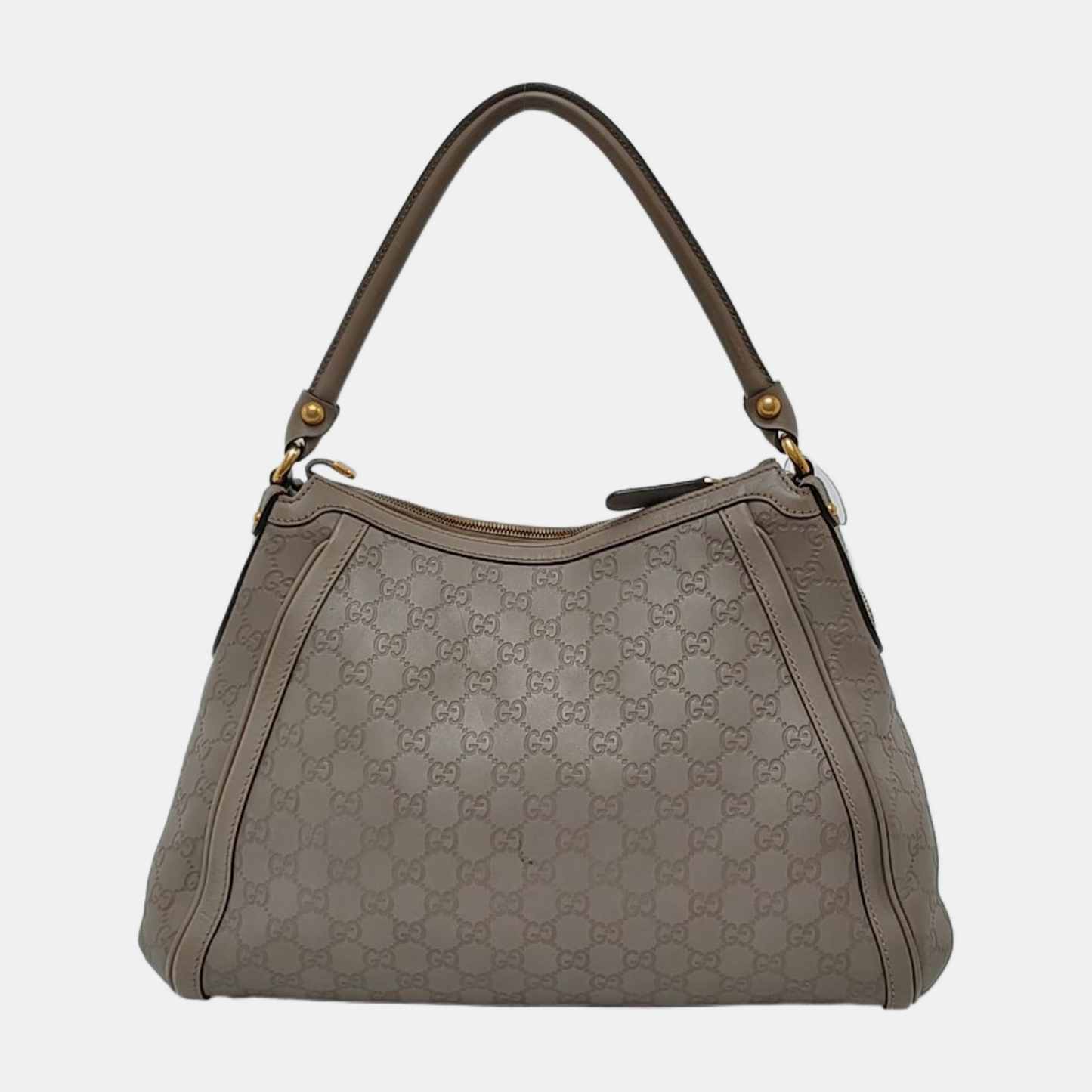 GUCCI Gray Cowhide Monogram Crumpled Single Shoulder Bag Golden hardware-(SKU)-946387965
