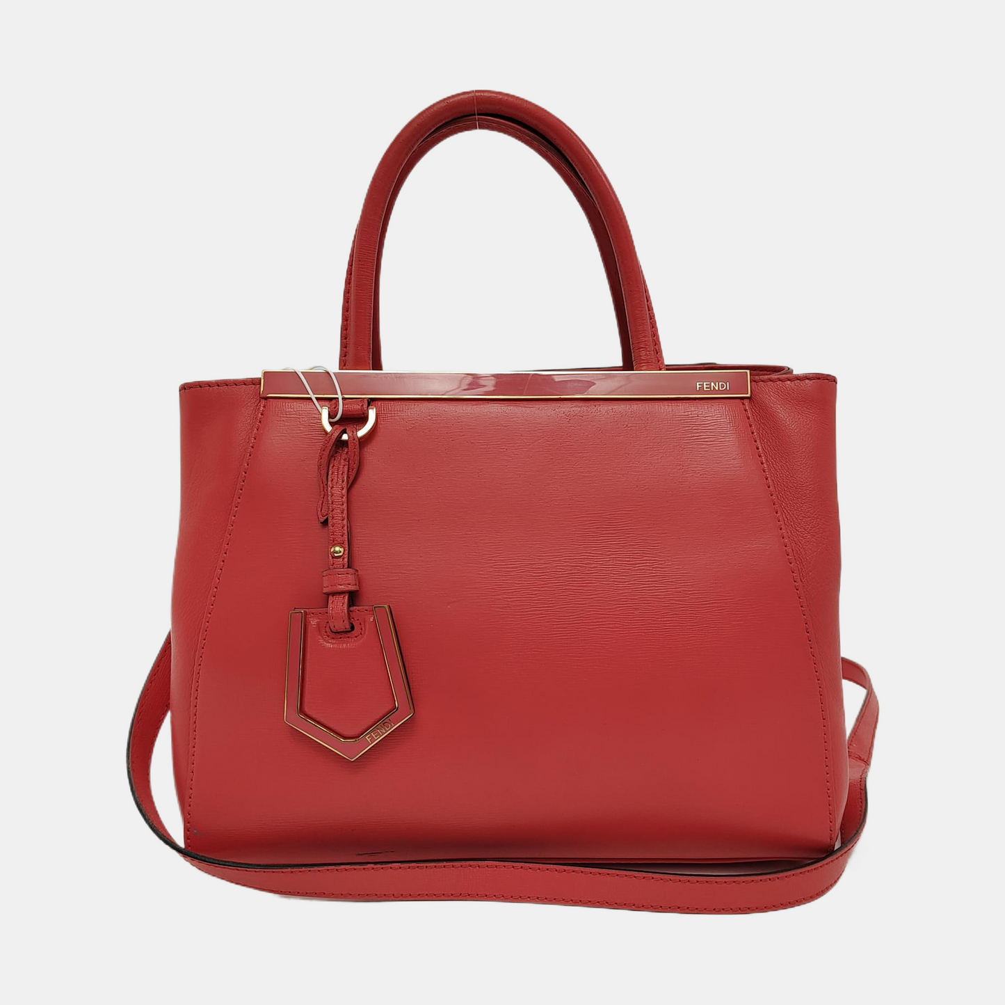 FENDI 2 Jours Small size Red Cowhide Single Shoulder Bag Handbag Crossbody Bag Gold Red Hardware Removable shoulder strap-(SKU)-946007227