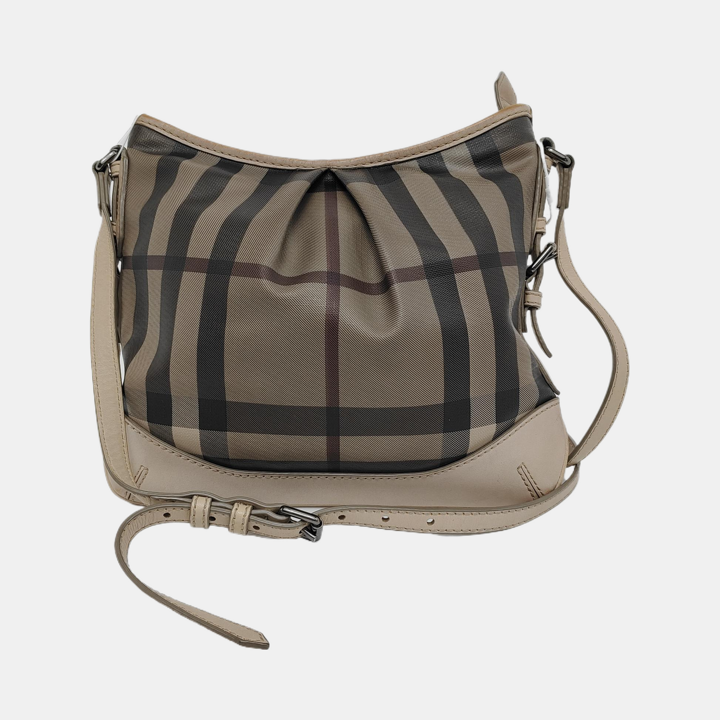 BURBERRY Gray coated canvas crossbody single shoulder bag Black hardware-(SKU)-946494717
