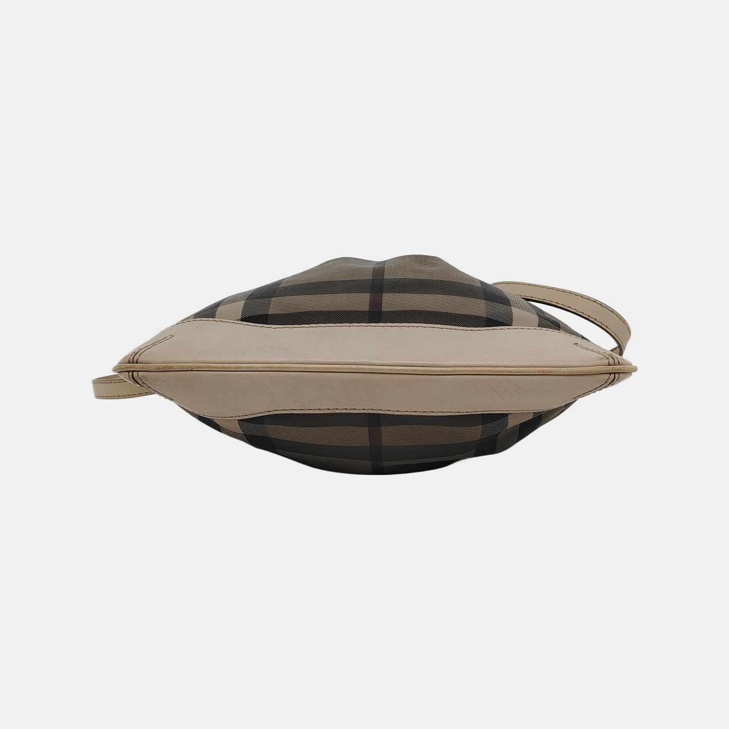 BURBERRY Gray coated canvas crossbody single shoulder bag Black hardware-(SKU)-946494717