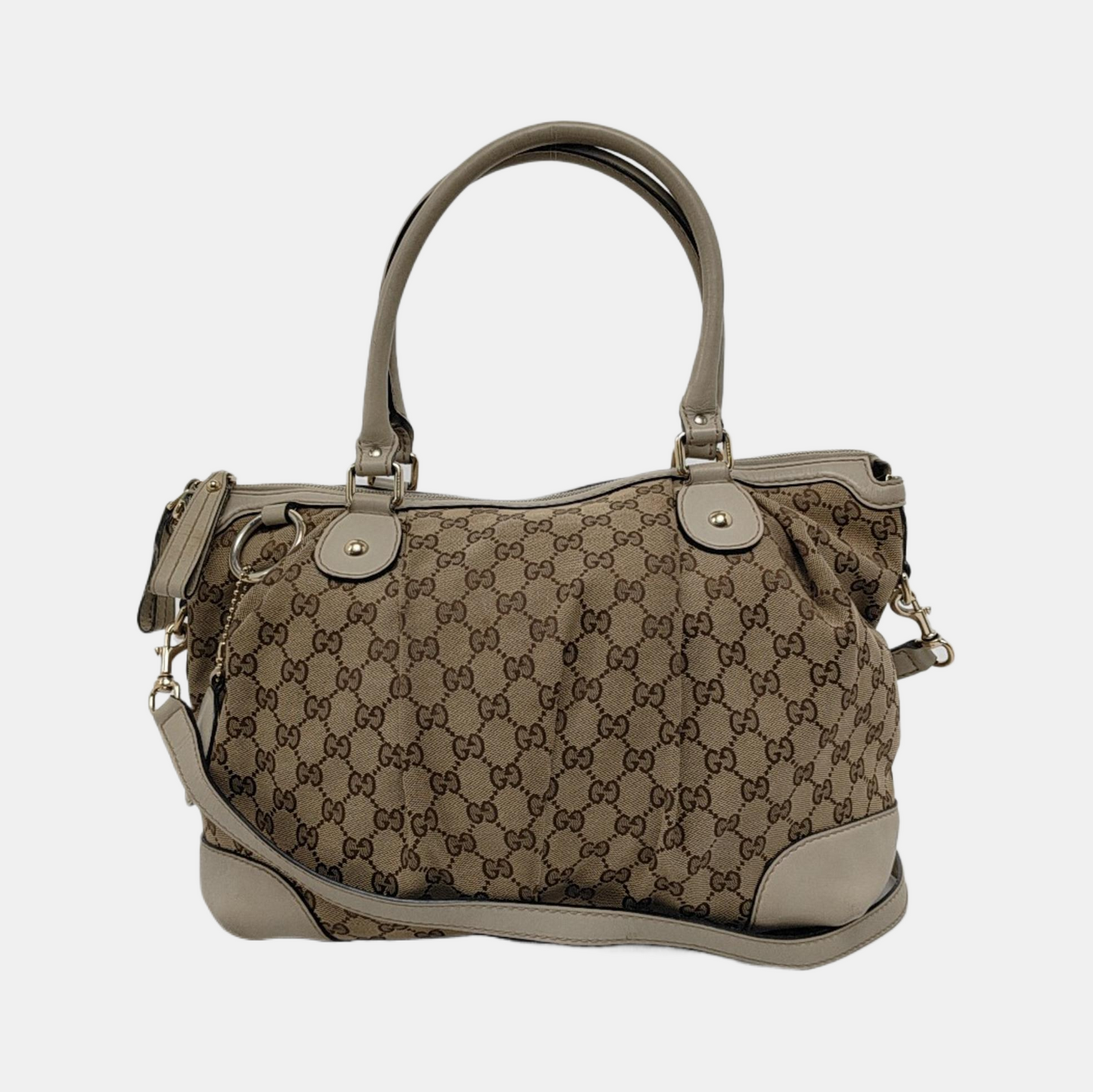 GUCCI Sukey Khaki canvas monogram crossbody bag, handbag Golden hardware Removable shoulder strap-(SKU)-946495807