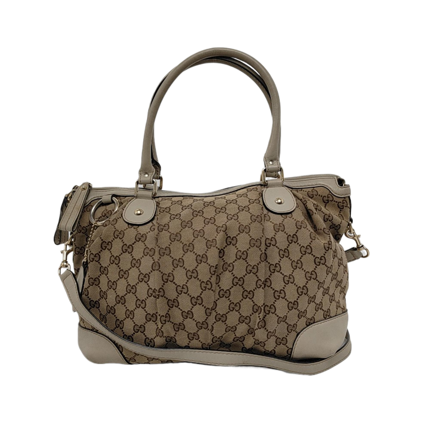 GUCCI Sukey Khaki canvas monogram crossbody bag, handbag Golden hardware Removable shoulder strap-(SKU)-946495807