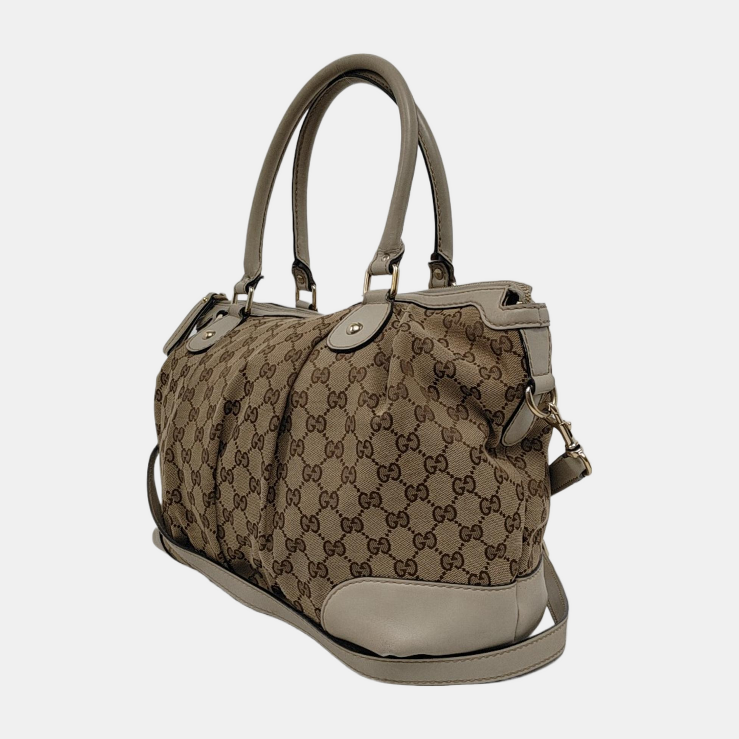 GUCCI Sukey Khaki canvas monogram crossbody bag, handbag Golden hardware Removable shoulder strap-(SKU)-946495807