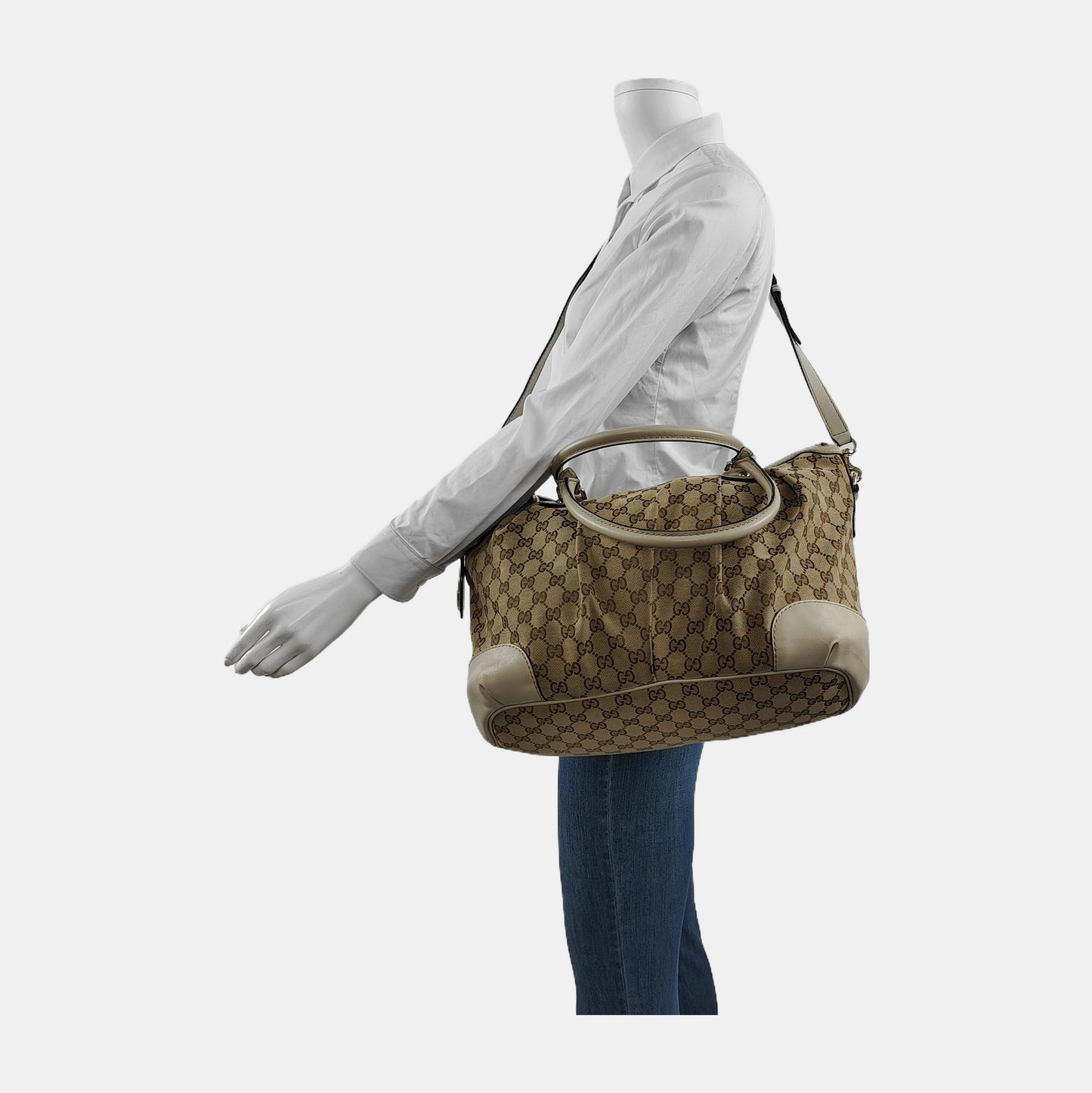 GUCCI Sukey Khaki canvas monogram crossbody bag, handbag Golden hardware Removable shoulder strap-(SKU)-946495807