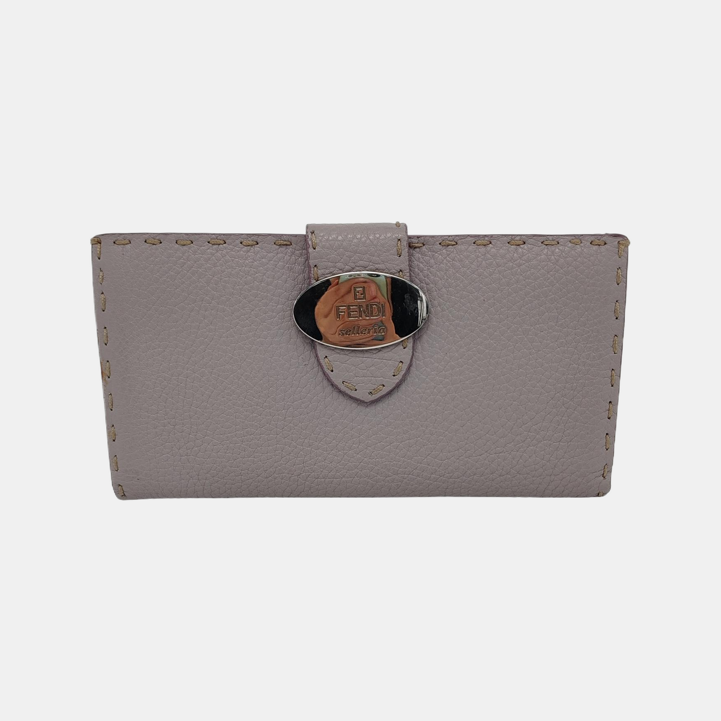 FENDI Light Purple Cowhide Wallet Silver Hardware-(SKU)-946207495