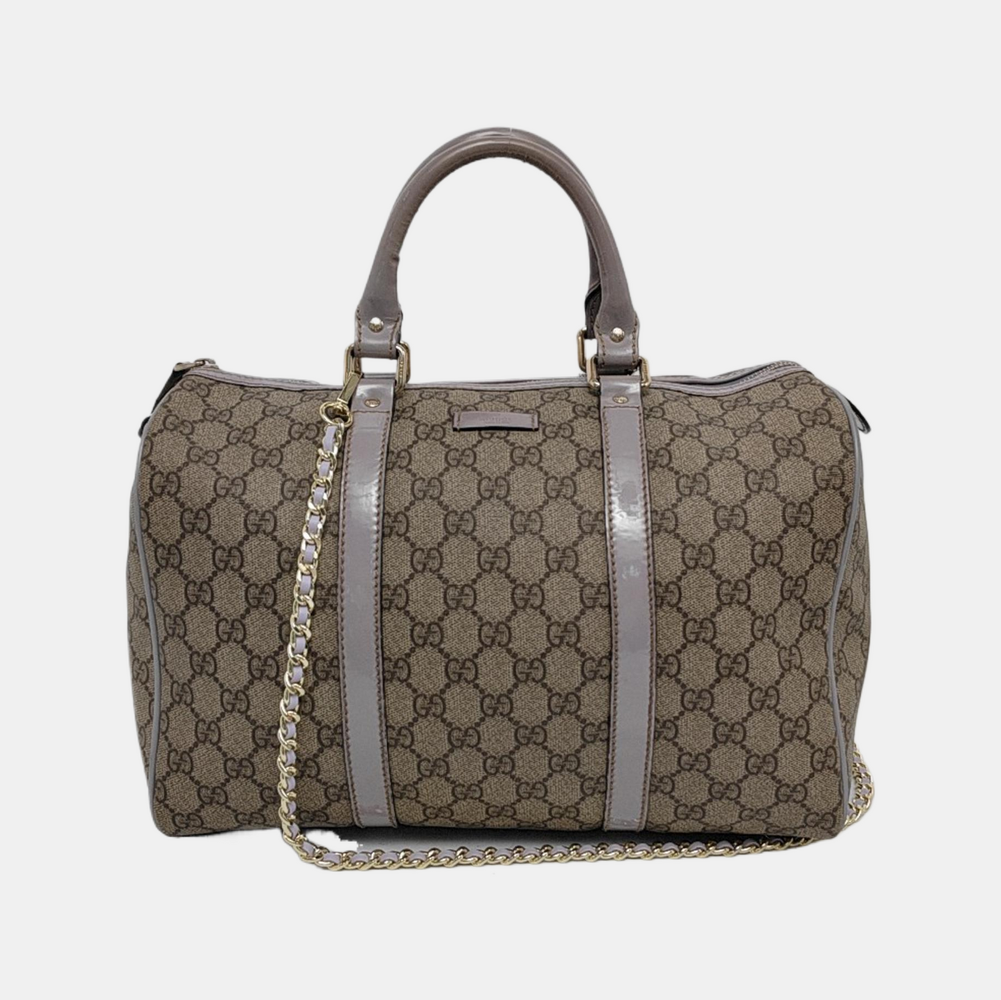 GUCCI BostonBrown Coated Canvas Embossed Handbag-(SKU)-946323823