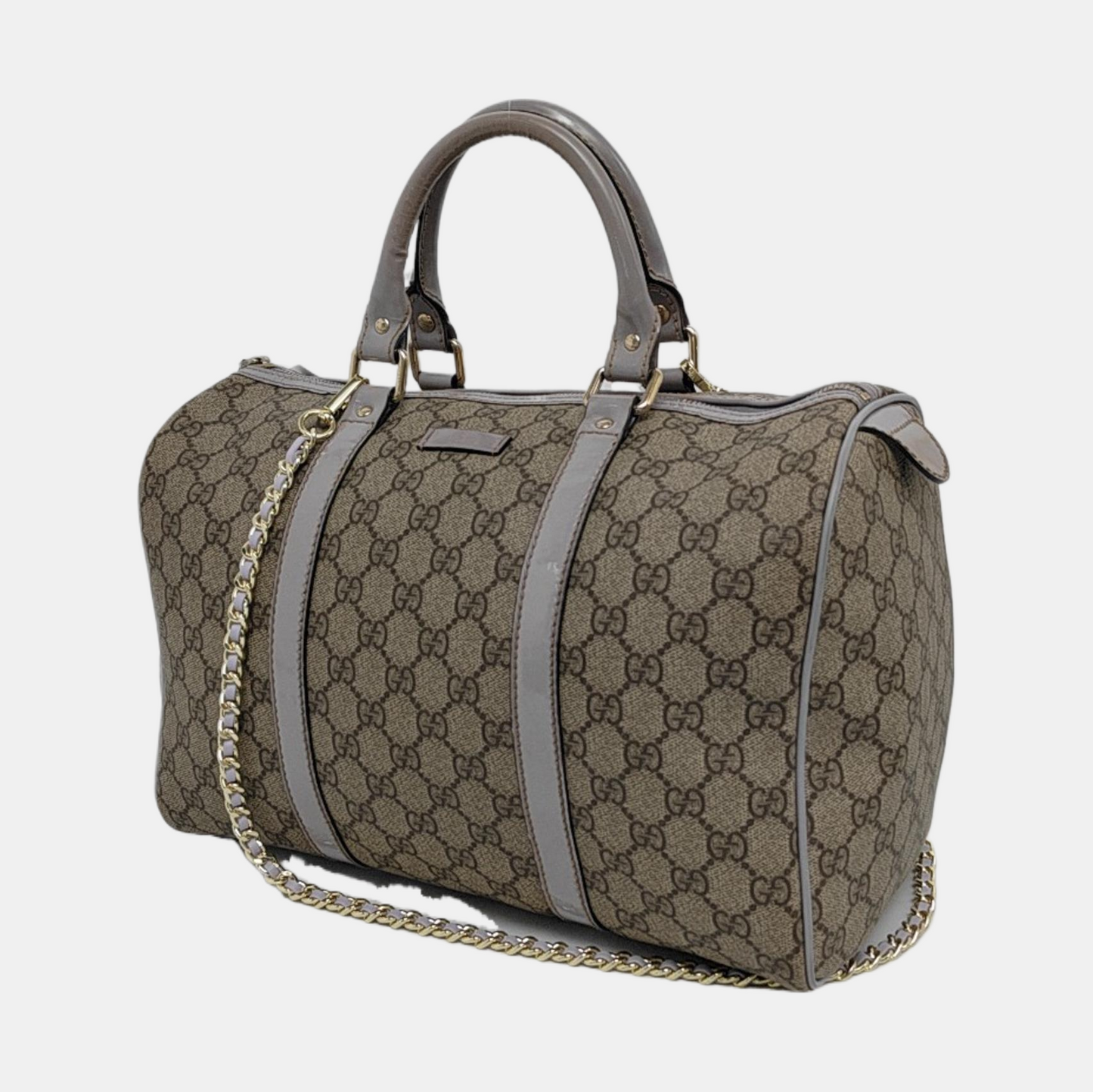 GUCCI BostonBrown Coated Canvas Embossed Handbag-(SKU)-946323823