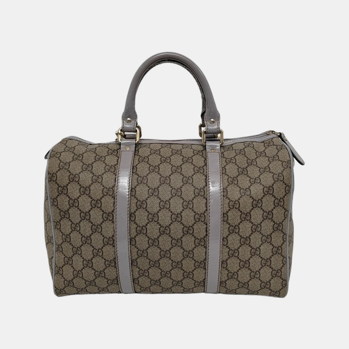 GUCCI BostonBrown Coated Canvas Embossed Handbag-(SKU)-946323823