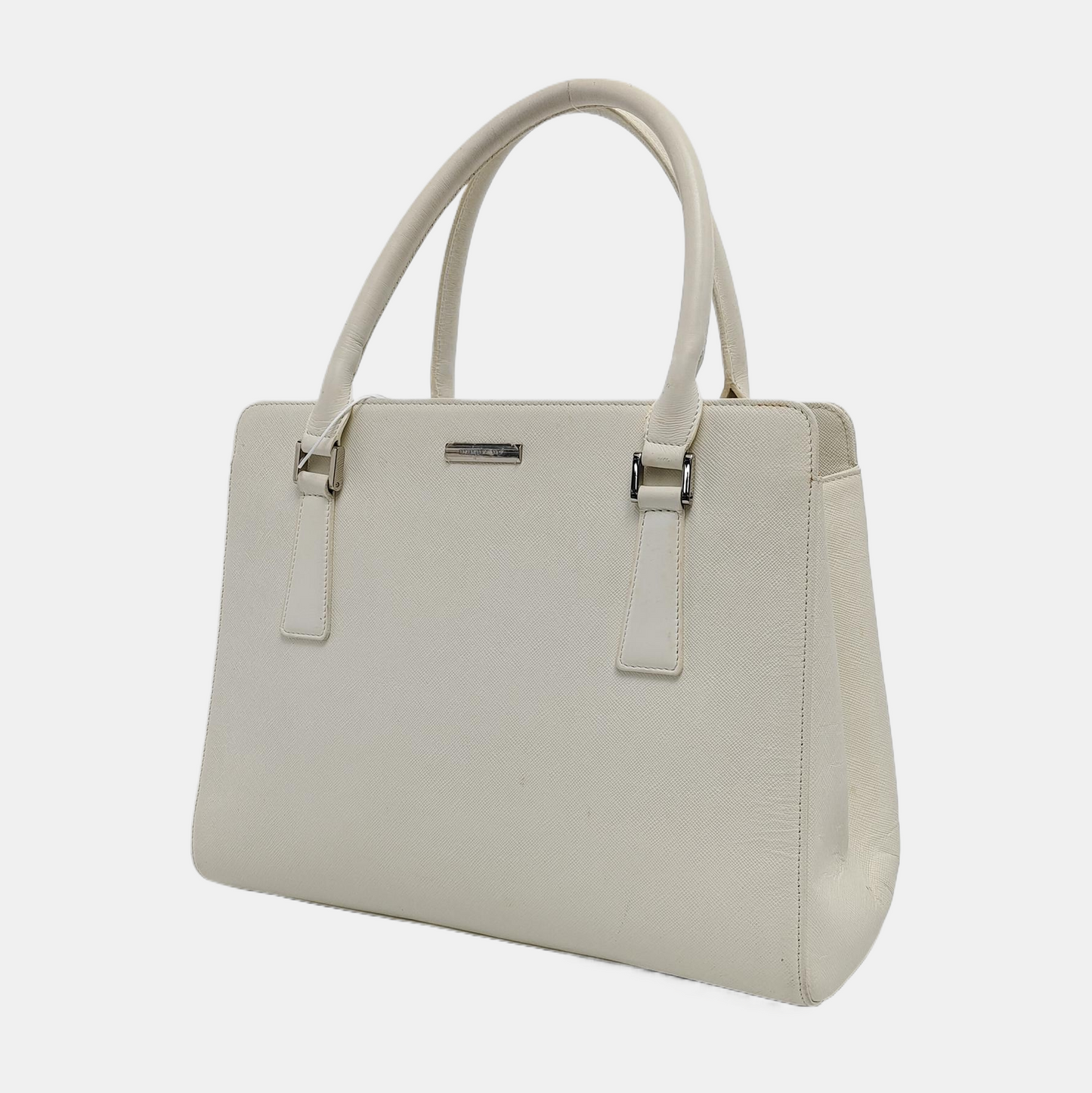 BURBERRY Tote bag Small size White Cowhide Textured Handbag Silver Hardware-(SKU)-946077428