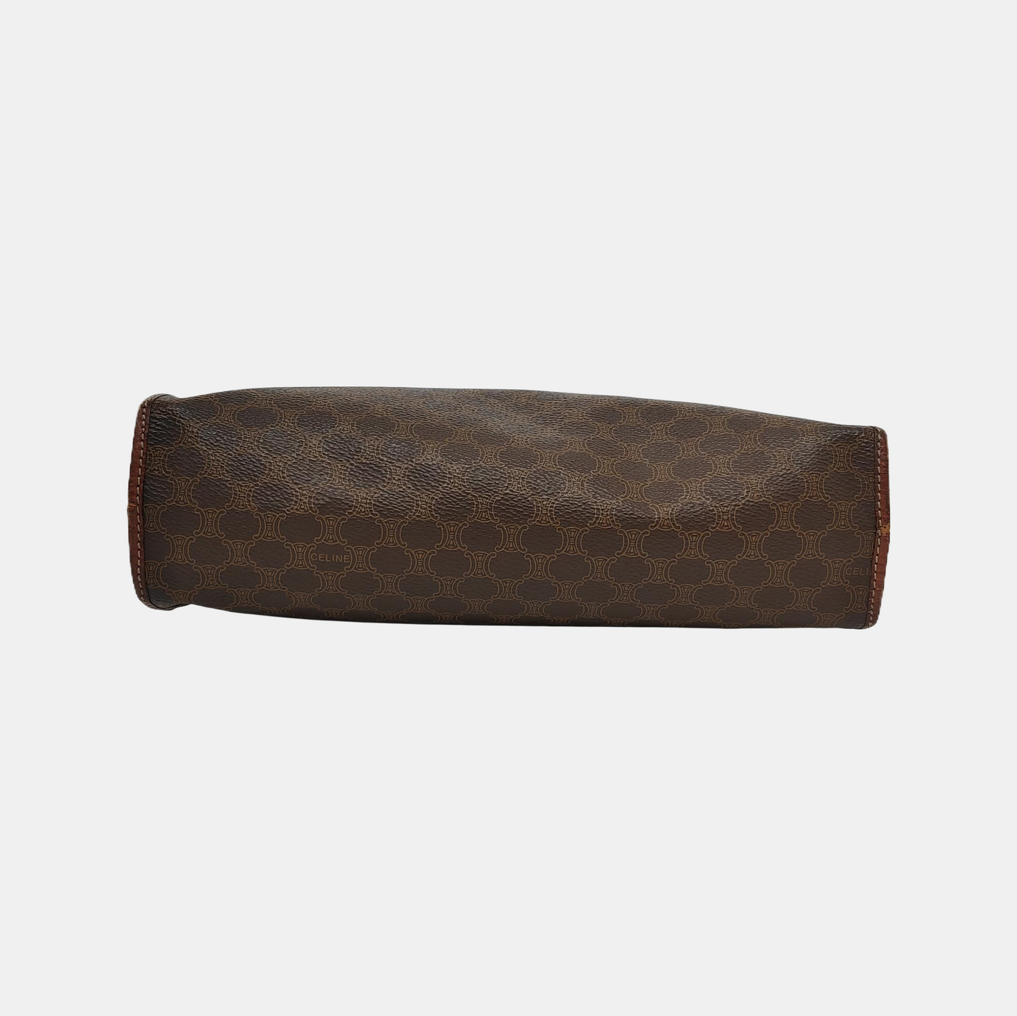 CELINE Brown Coated Canvas Triumph Clutch Golden hardware-(SKU)-946249949