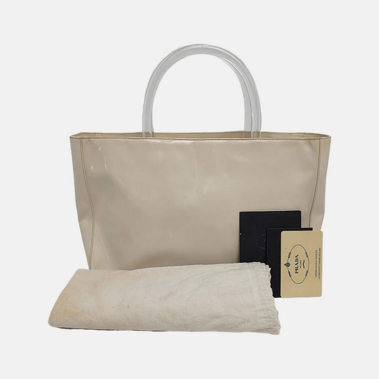 PRADA Tote bag Beige Leather Tote Bag Silver Hardware-(SKU)-943934886