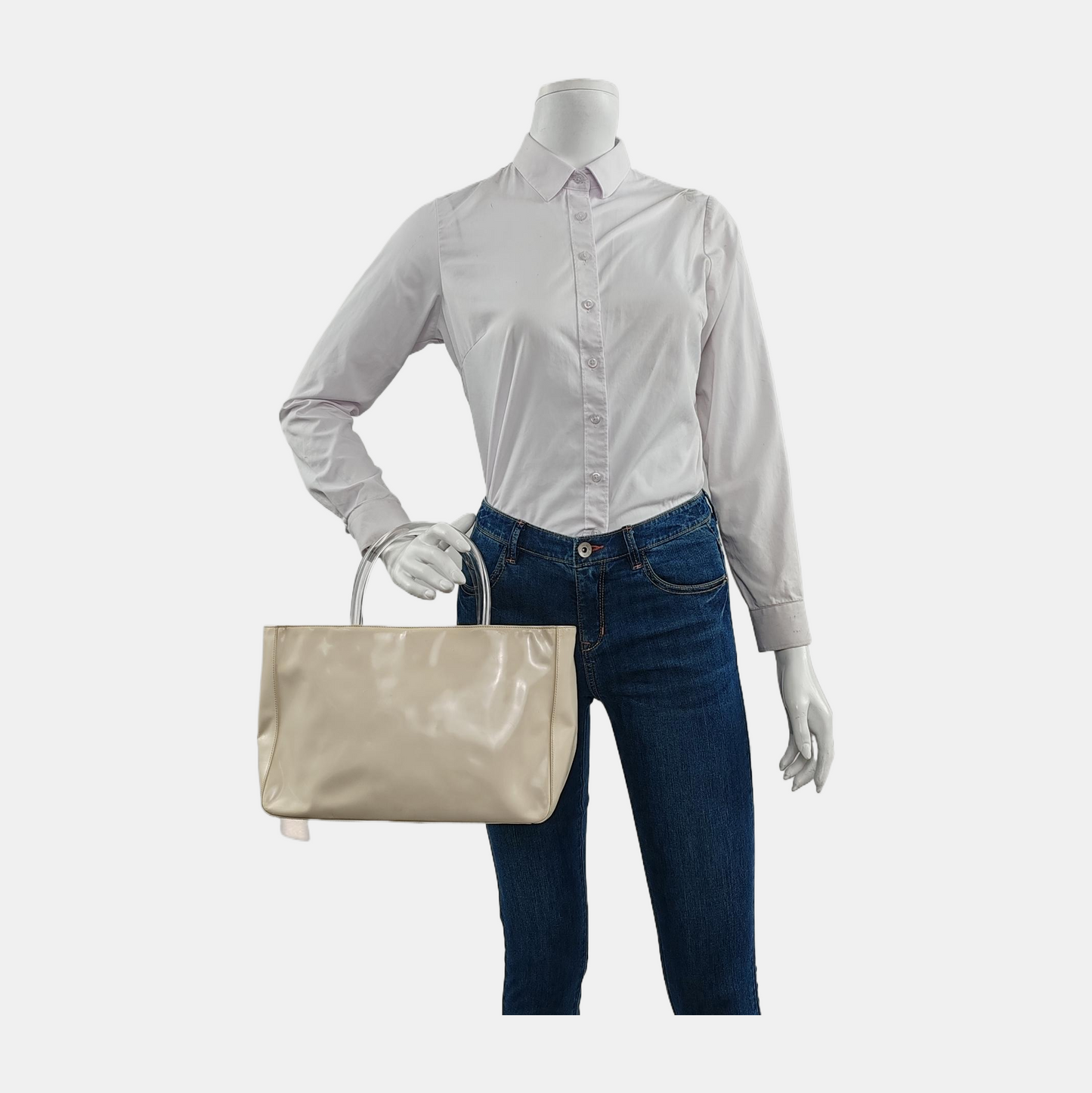 PRADA Tote bag Beige Leather Tote Bag Silver Hardware-(SKU)-943934886