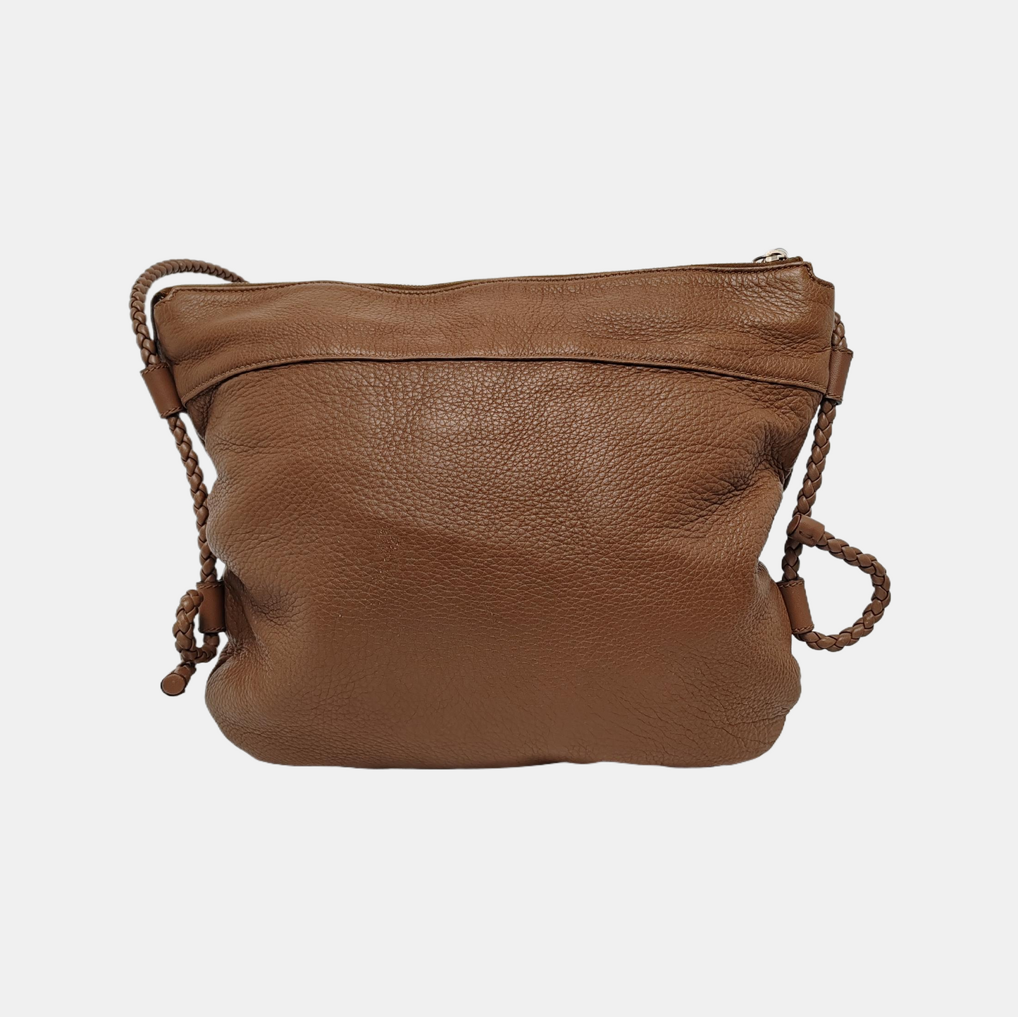 GUCCI Brown Cowhide Braided Single Shoulder Bag Crossbody Silver Hardware-(SKU)-946552390