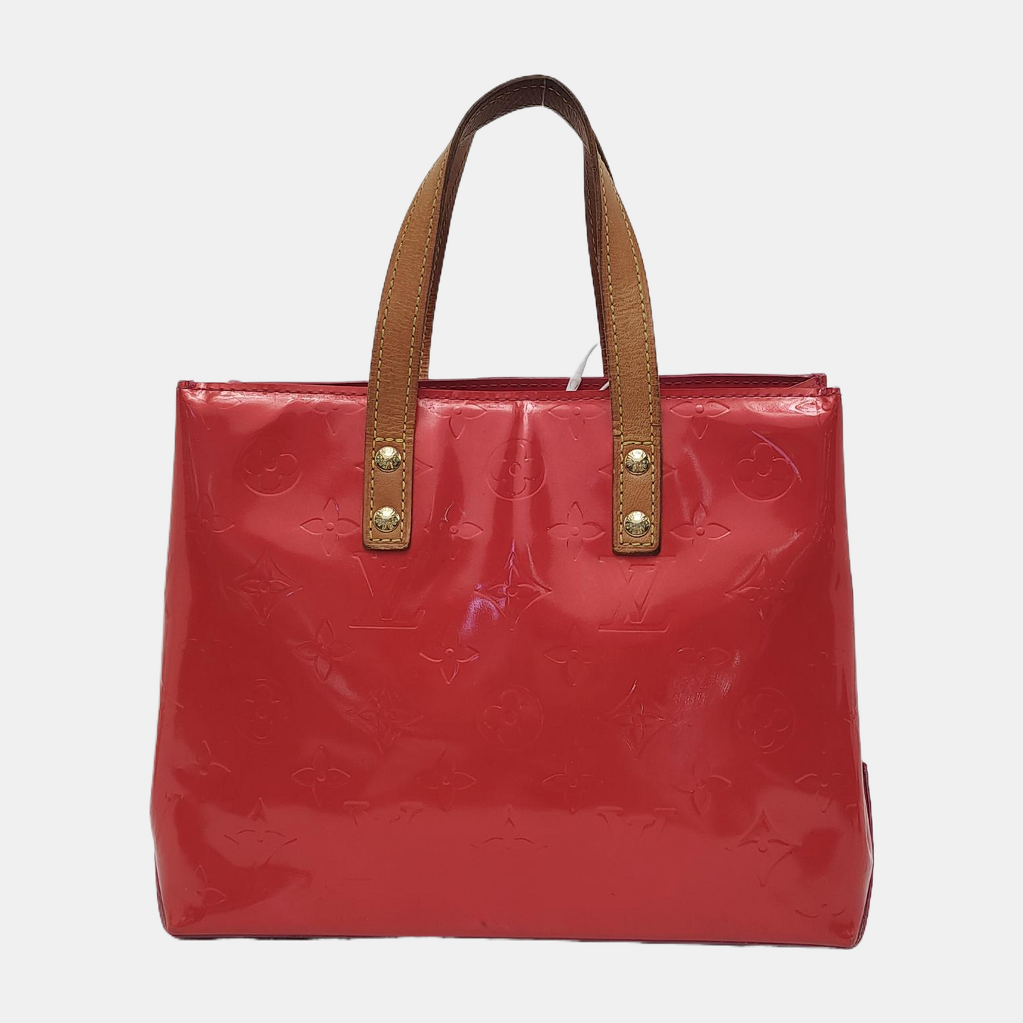 LOUIS VUITTON READE Small size Red Patent Leather Embossed Handbag Golden hardware-(SKU)-943110469