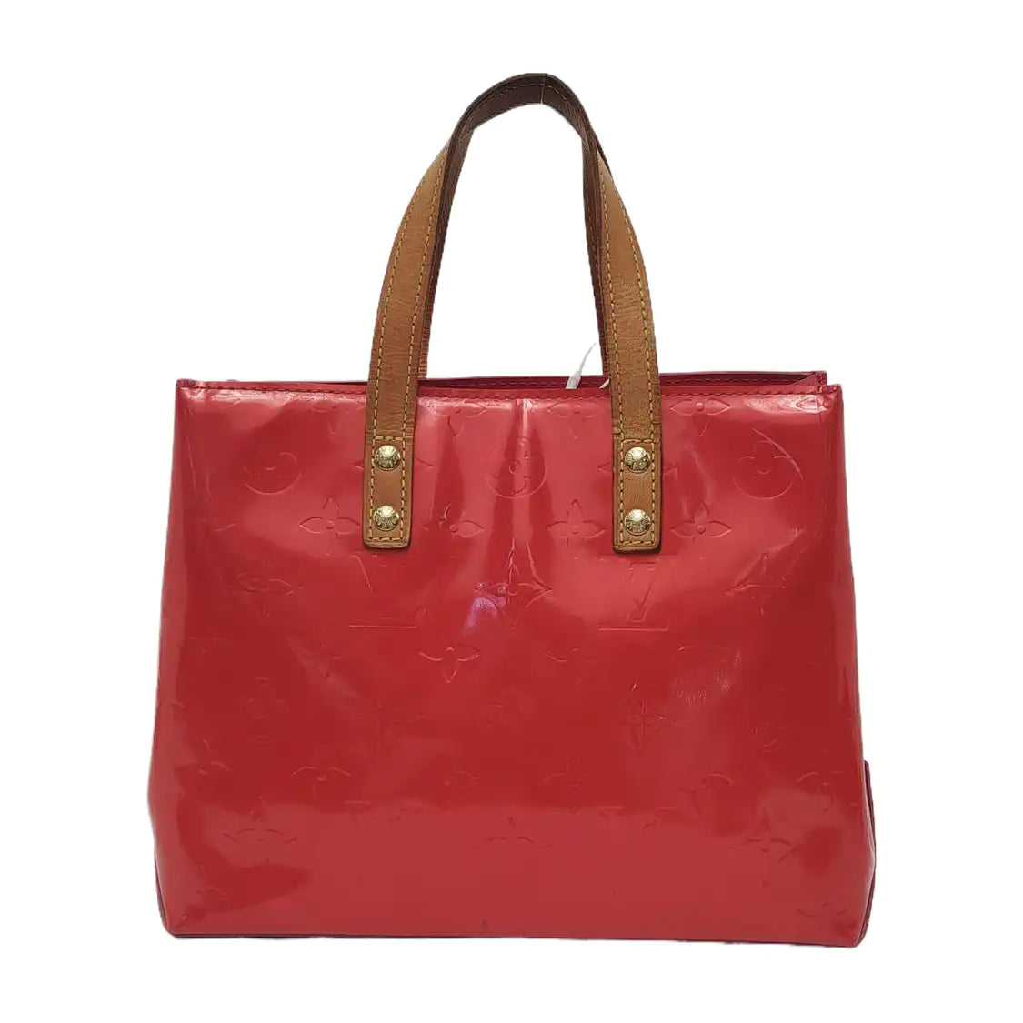 LOUIS VUITTON READE Small size Red Patent Leather Embossed Handbag Golden hardware-(SKU)-943110469