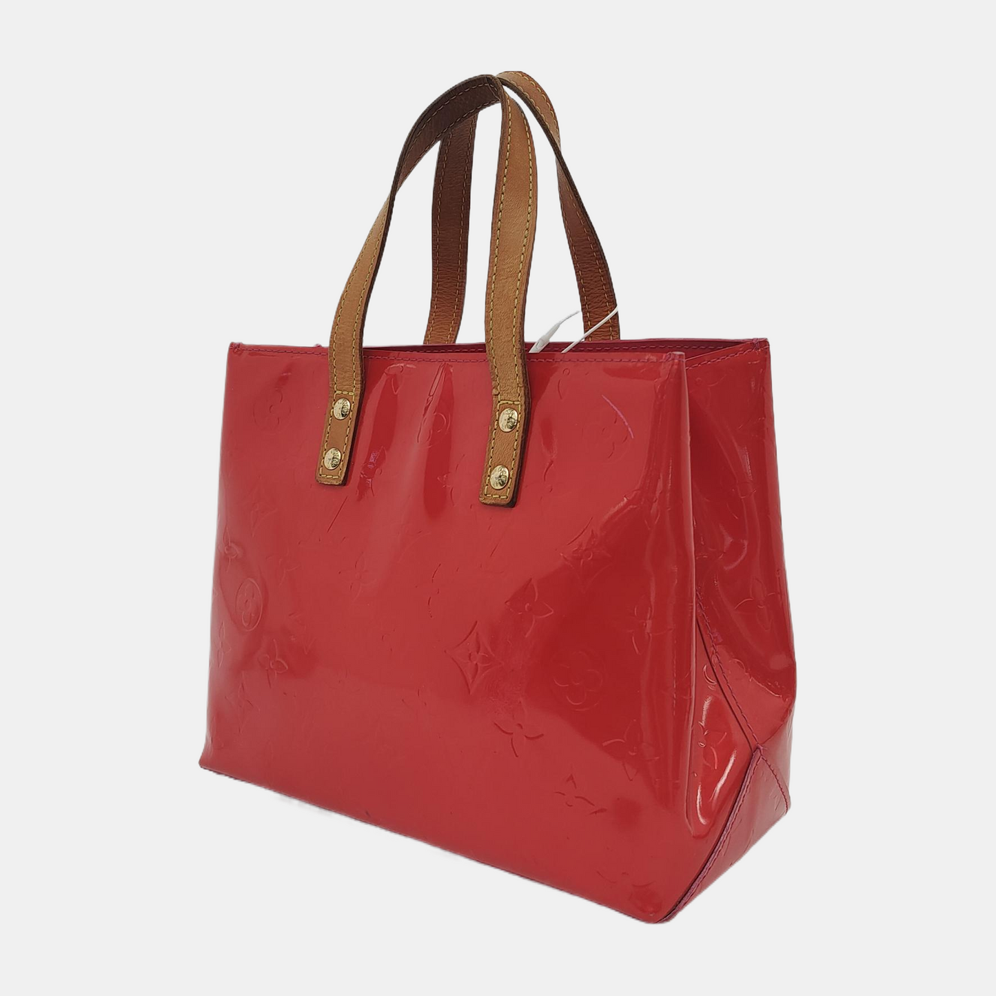 LOUIS VUITTON READE Small size Red Patent Leather Embossed Handbag Golden hardware-(SKU)-943110469