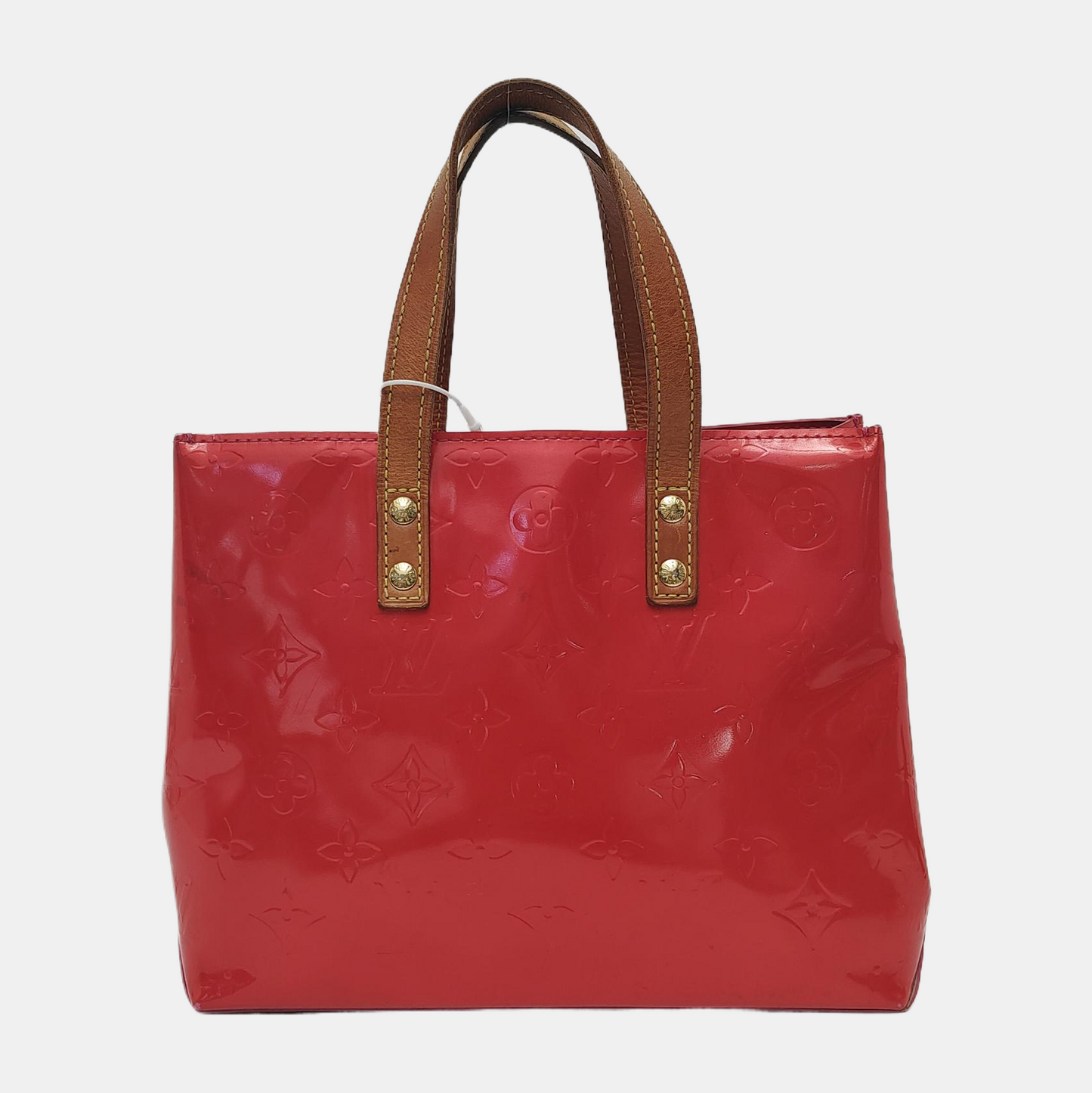 LOUIS VUITTON READE Small size Red Patent Leather Embossed Handbag Golden hardware-(SKU)-943110469