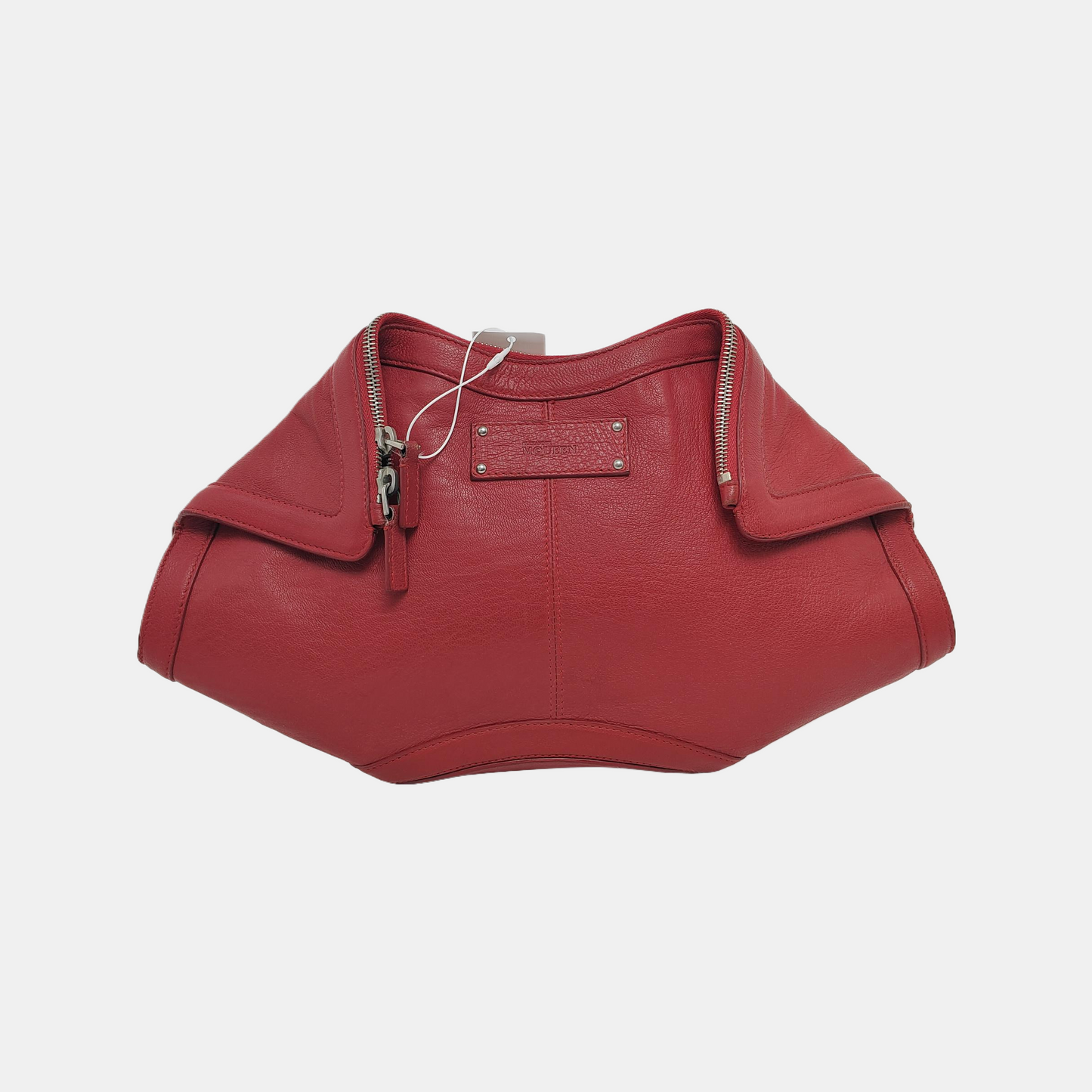 Alexander McQUEEN De Manta Red Cowhide Handbag Silver Hardware-(SKU)-946585278