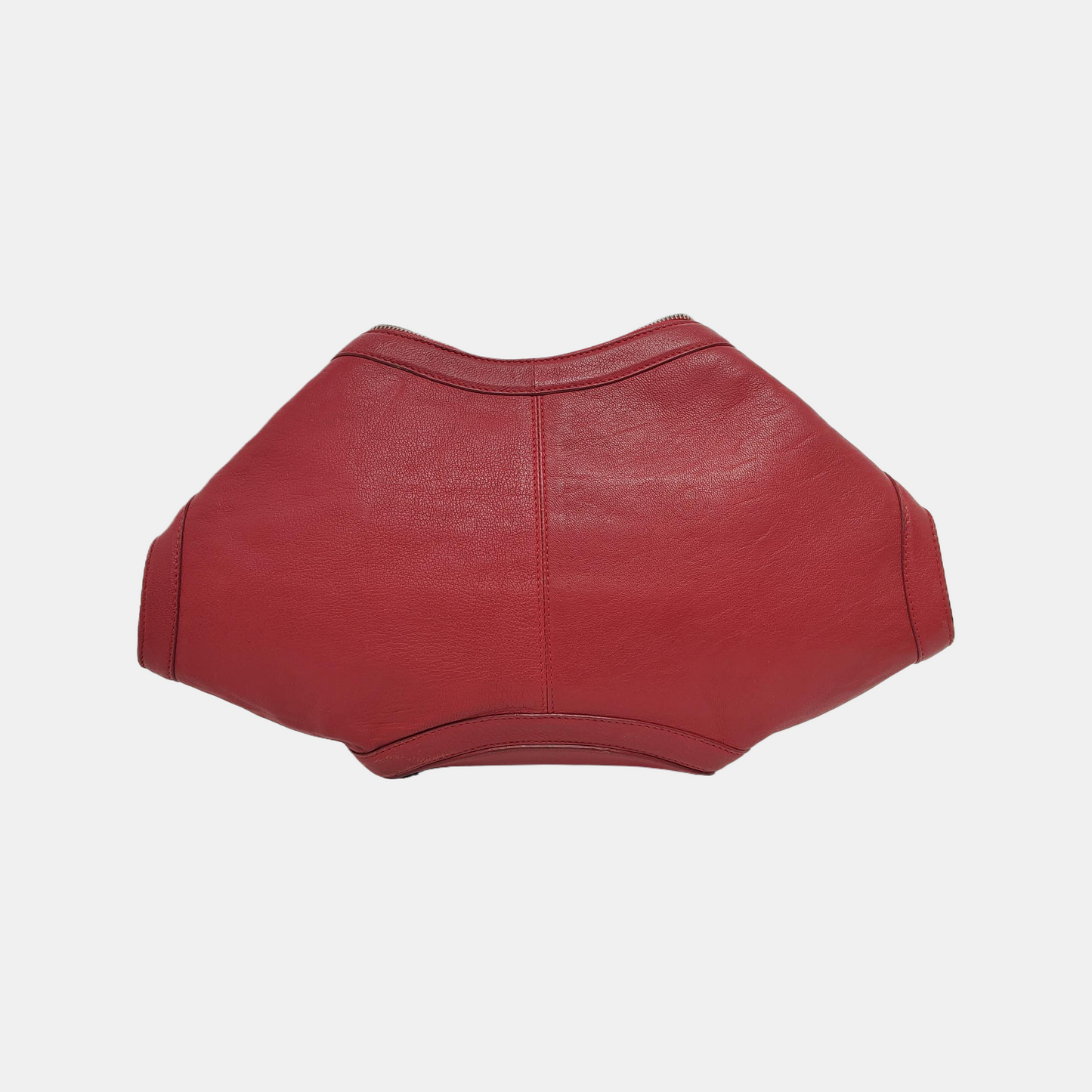 Alexander McQUEEN De Manta Red Cowhide Handbag Silver Hardware-(SKU)-946585278