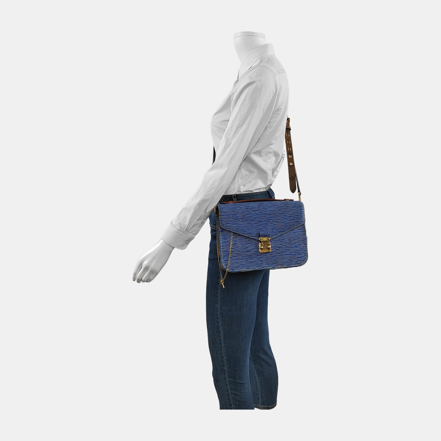 LOUIS VUITTON MÉTIS Medium Blue EPI Calfskin Water Ripple Messenger Bag with Gold Hardware and Detachable Strap-(SKU)-946768387