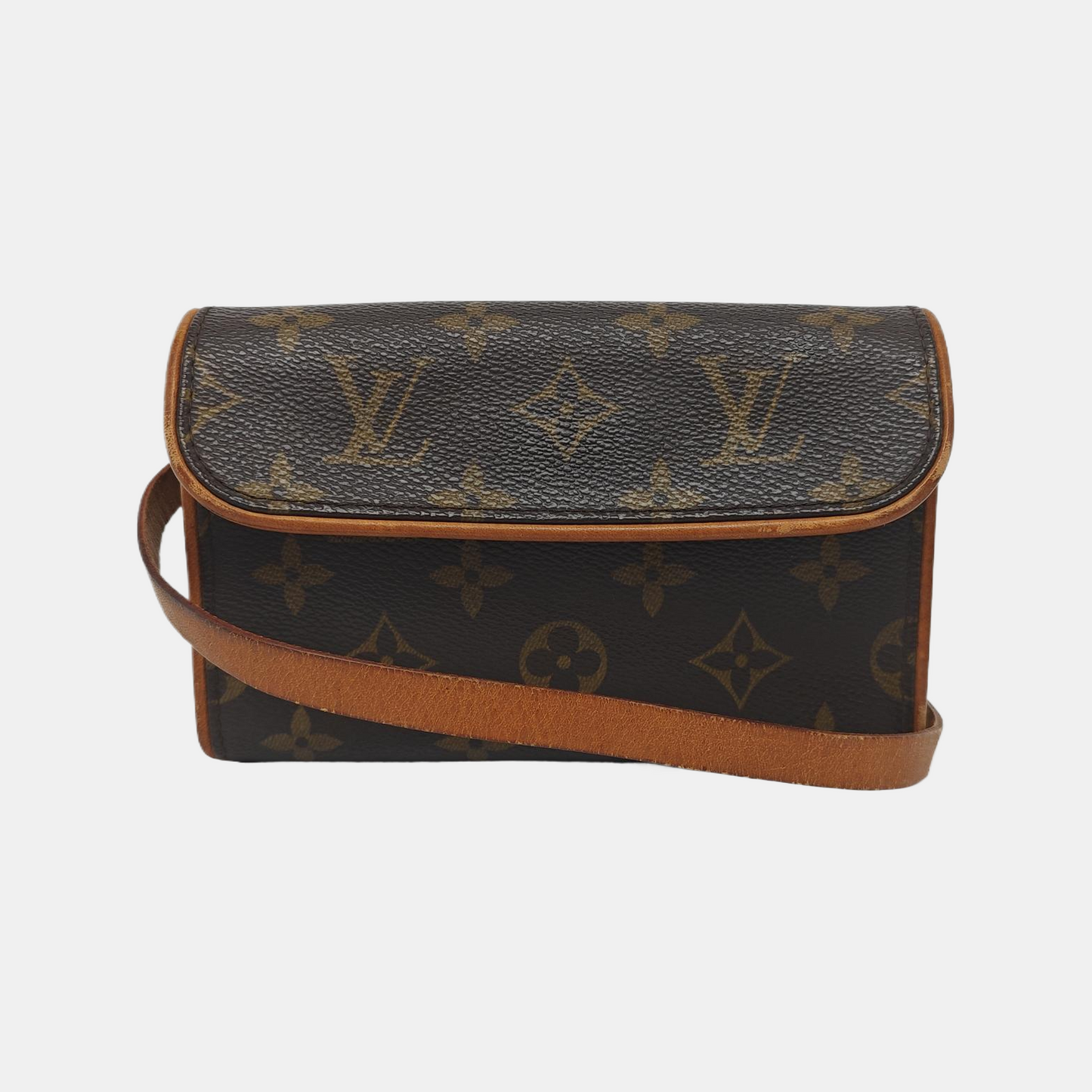 LOUIS VUITTON FLORENTINE Brown Coated Canvas Fanny Pack斜挎包腰包/胸包 Golden hardware Removable shoulder strap-(SKU)-946317120