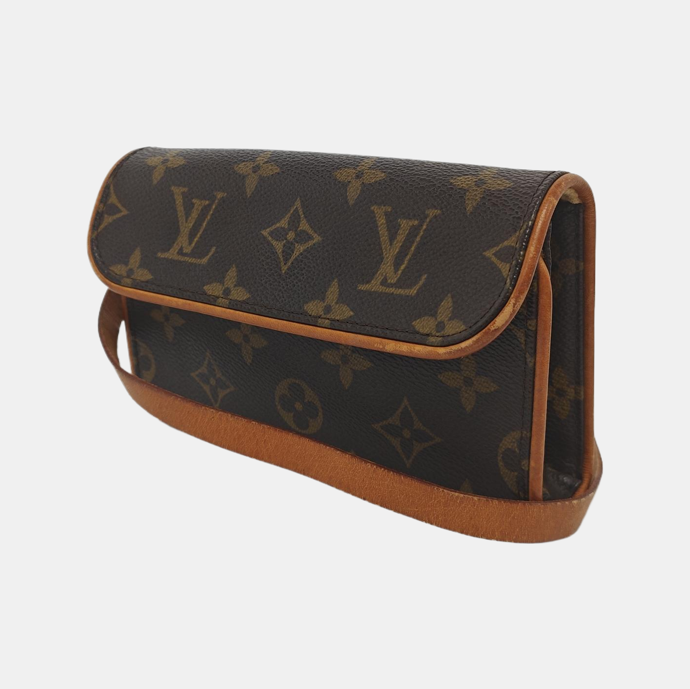 LOUIS VUITTON FLORENTINE Brown Coated Canvas Fanny Pack斜挎包腰包/胸包 Golden hardware Removable shoulder strap-(SKU)-946317120