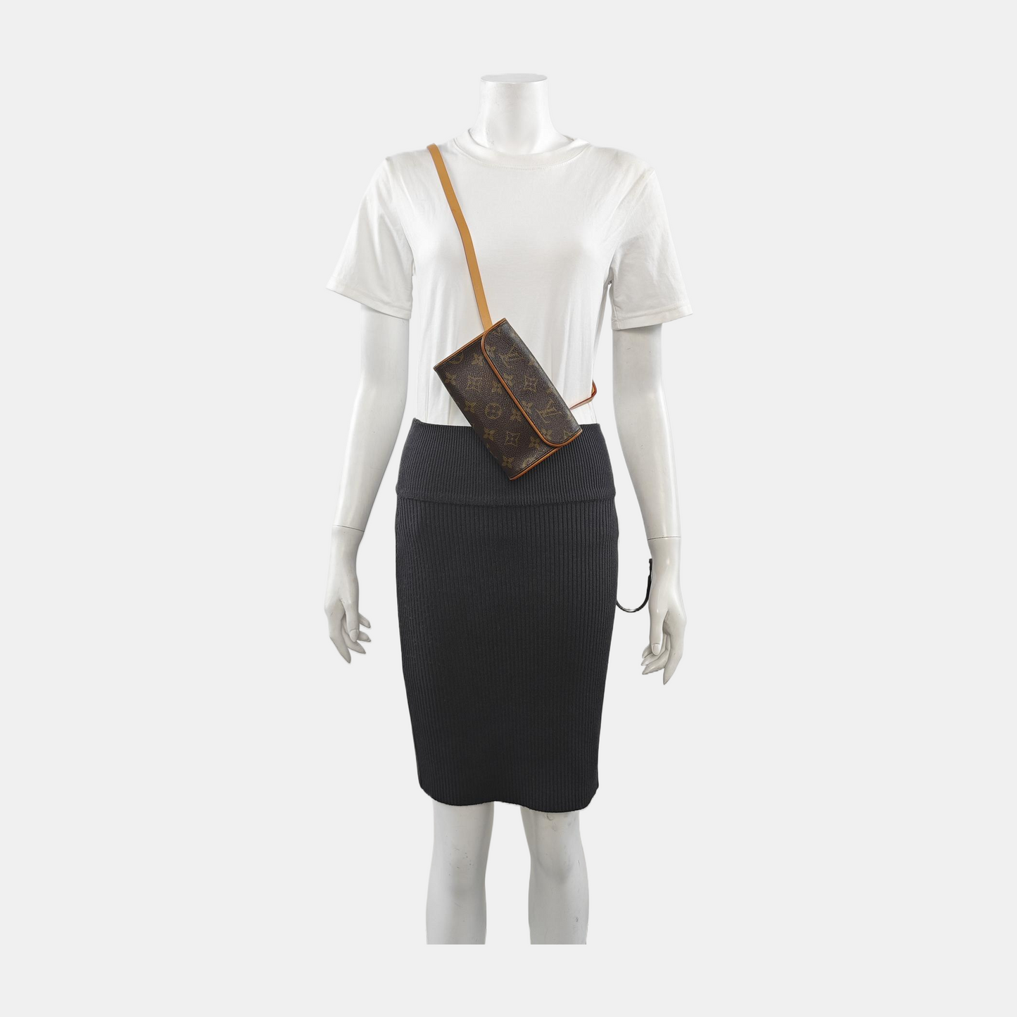 LOUIS VUITTON FLORENTINE Brown Coated Canvas Fanny Pack斜挎包腰包/胸包 Golden hardware Removable shoulder strap-(SKU)-946317120