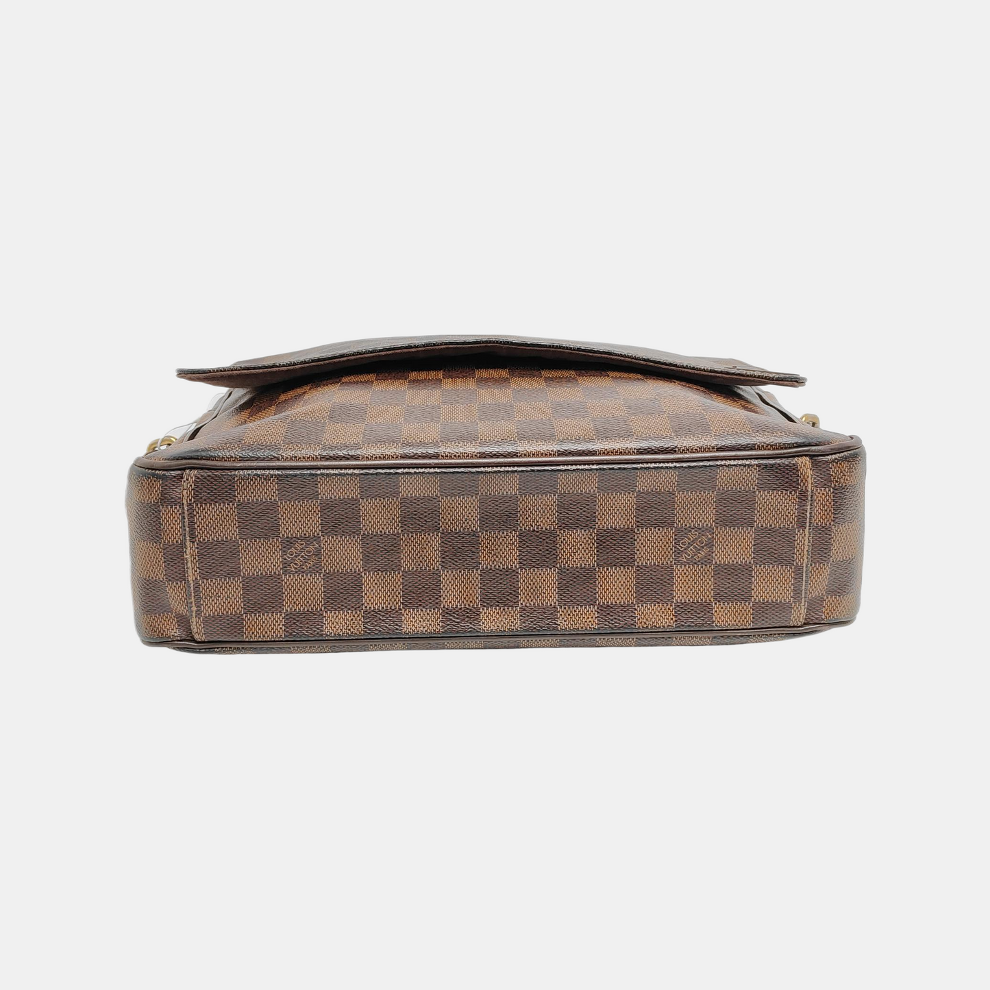 LOUIS VUITTON SHELTON Medium size Brown coated canvas checkered postman bag crossbody single shoulder bag Golden hardware-(SKU)-946505264