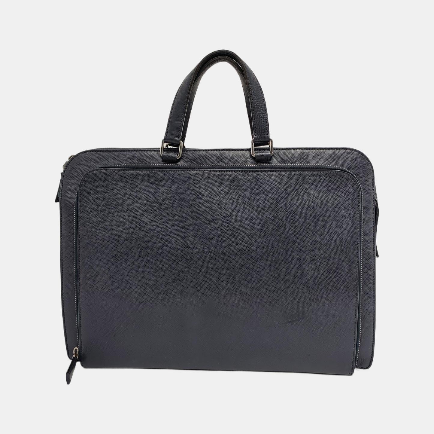 PRADA Blue cowhide cross-grain handbag Silver Hardware-(SKU)-946508554