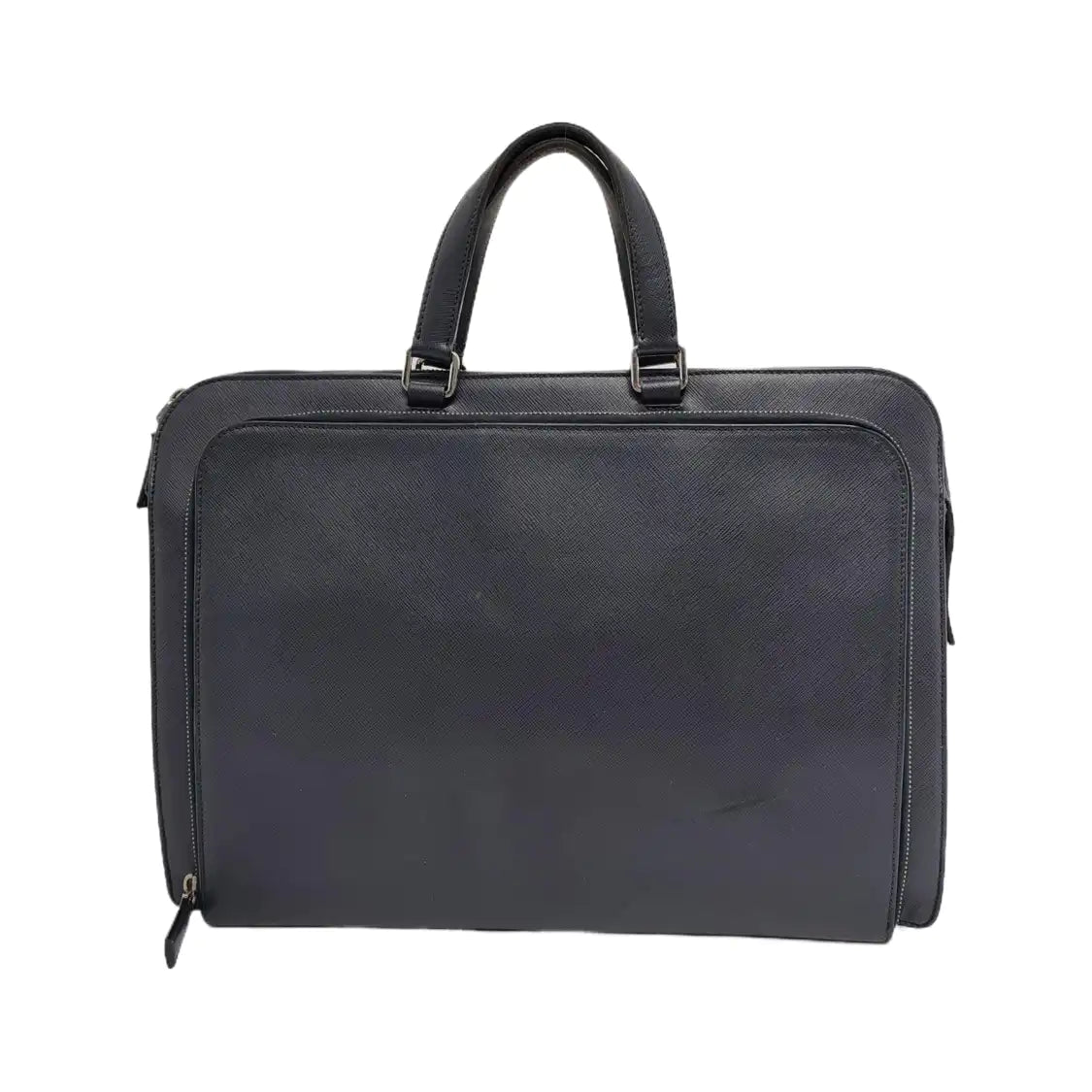 PRADA Blue cowhide cross-grain handbag Silver Hardware-(SKU)-946508554