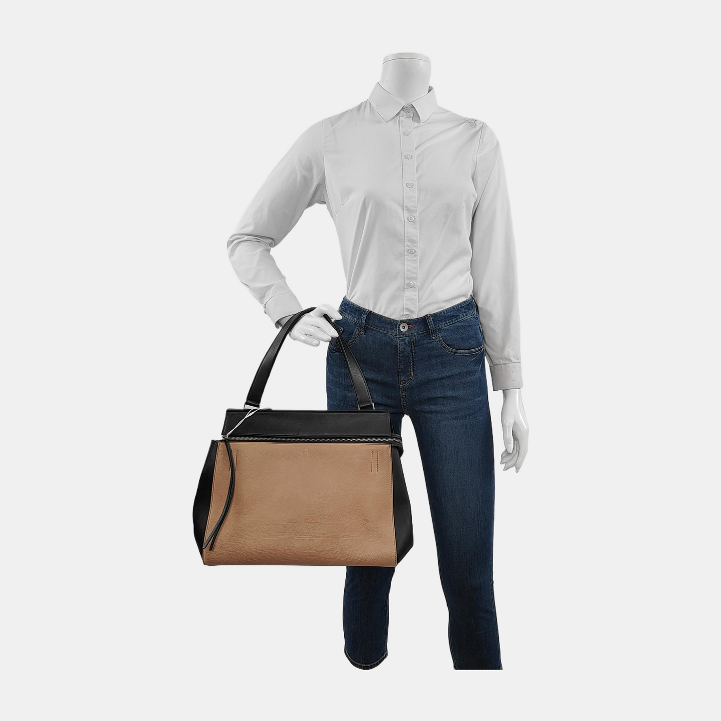 CELINE EDGE Contrast Color Cowhide Tote Bag Silver Hardware-(SKU)-946473124