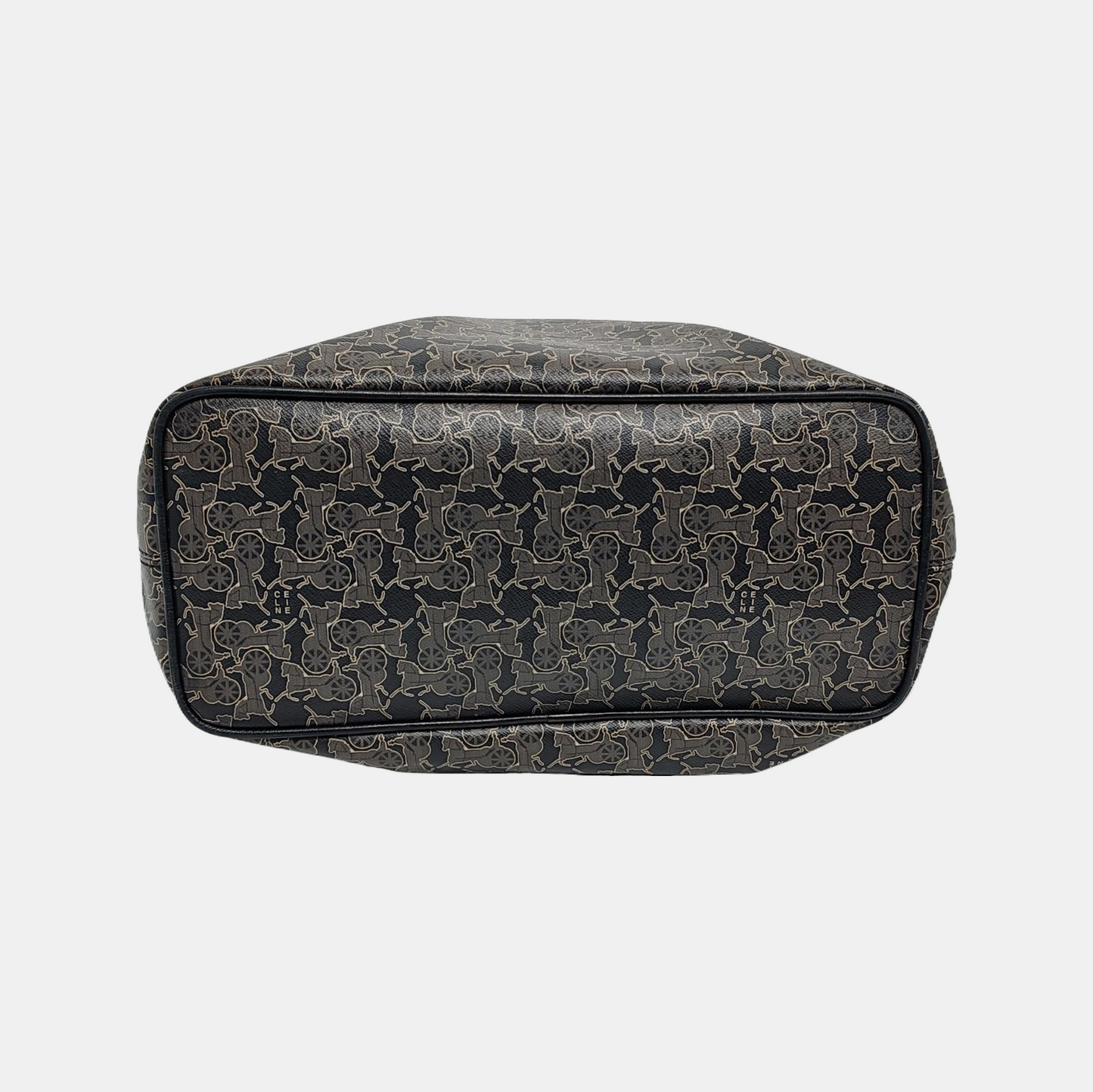 CELINE Gray Coated Canvas Printed Single Shoulder Bag with Handbag Silver Hardware Removable shoulder strap-(SKU)-946941967