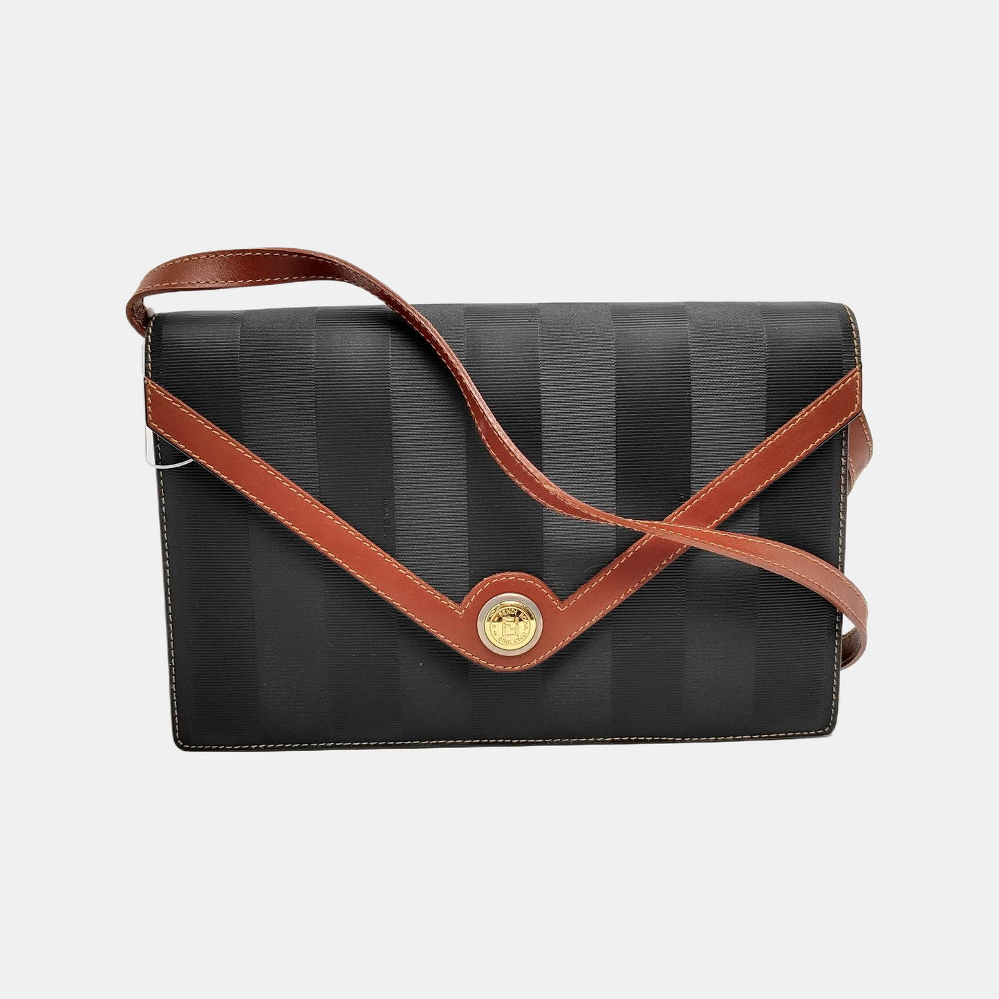 FENDI Patchwork Coated Canvas Single Shoulder Bag Golden Silver Hardware Vintage model-(SKU)-946864365