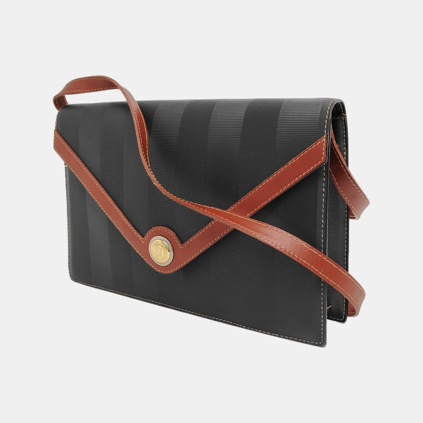 FENDI Patchwork Coated Canvas Single Shoulder Bag Golden Silver Hardware Vintage model-(SKU)-946864365