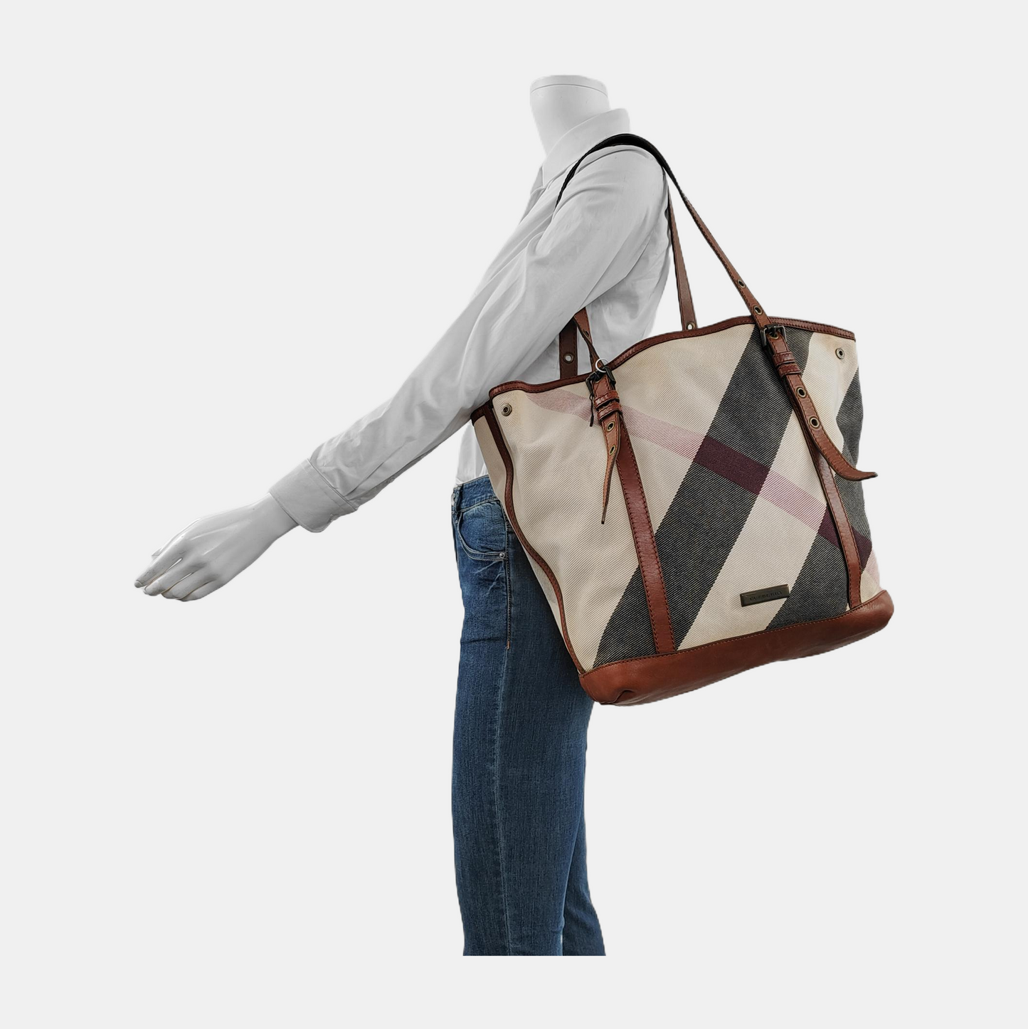 BURBERRY Tote bag Multicolor Canvas Single Shoulder Bag Handbag Black hardware-(SKU)-946632351