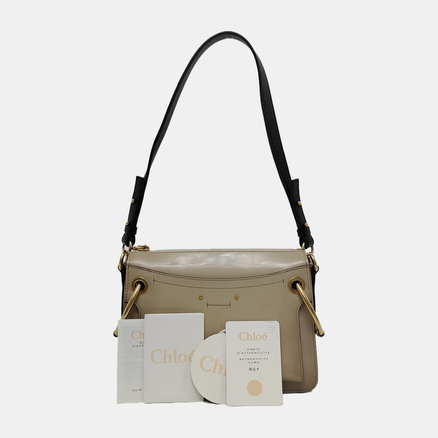 Chloé Roy Grey Cowhide Ring Single Shoulder Bag, Handbag Golden hardware Removable shoulder strap-(SKU)-946816354