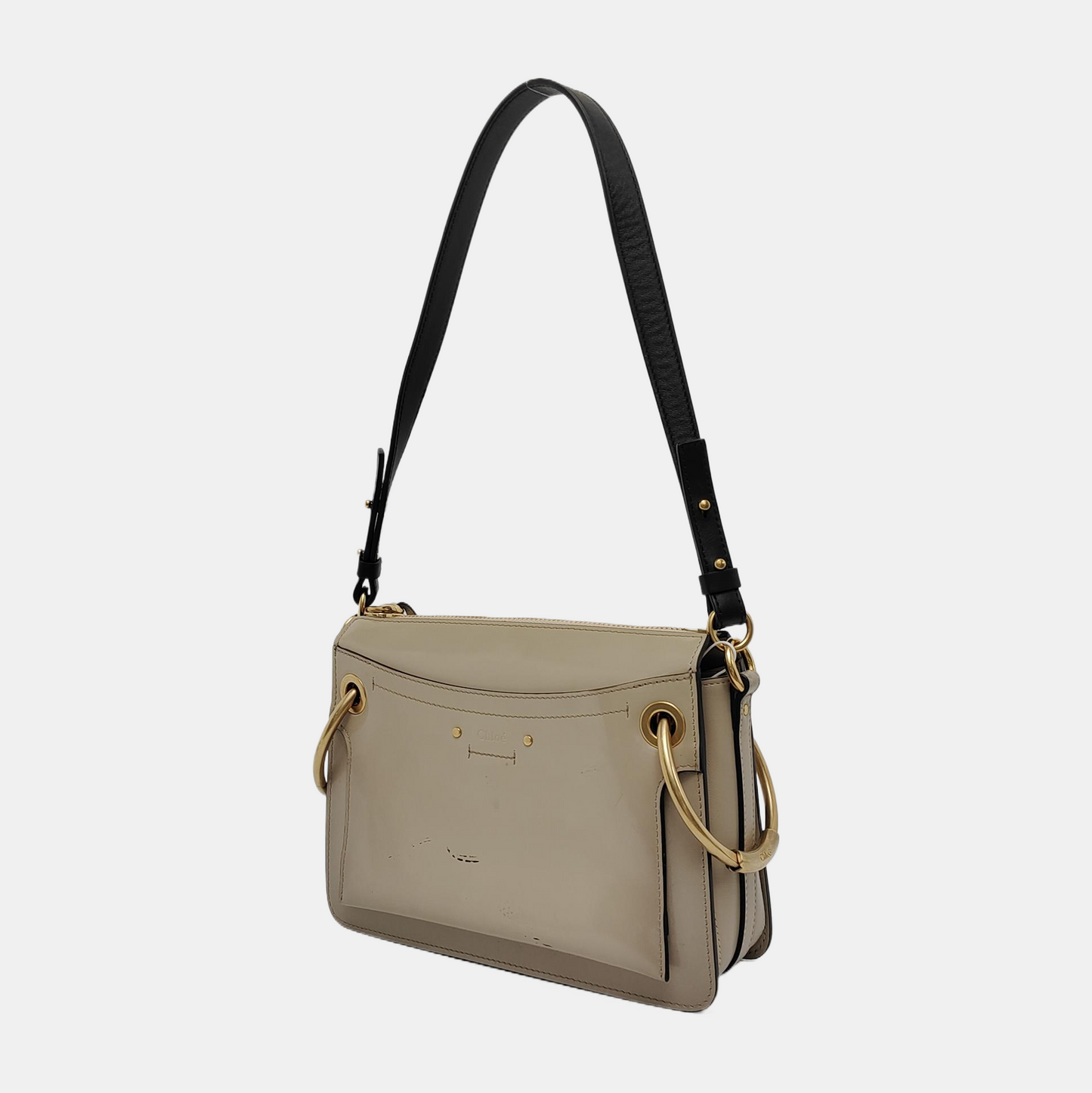 Chloé Roy Grey Cowhide Ring Single Shoulder Bag, Handbag Golden hardware Removable shoulder strap-(SKU)-946816354