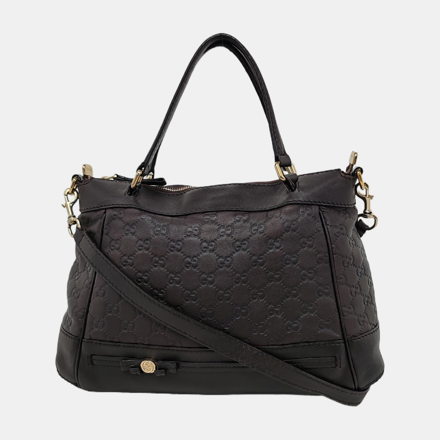 GUCCI Tote bag Dark Brown Cowhide Monogrammed Quilted Single Shoulder Bag Handbag Crossbody Golden hardware Removable shoulder strap-(SKU)-946858648
