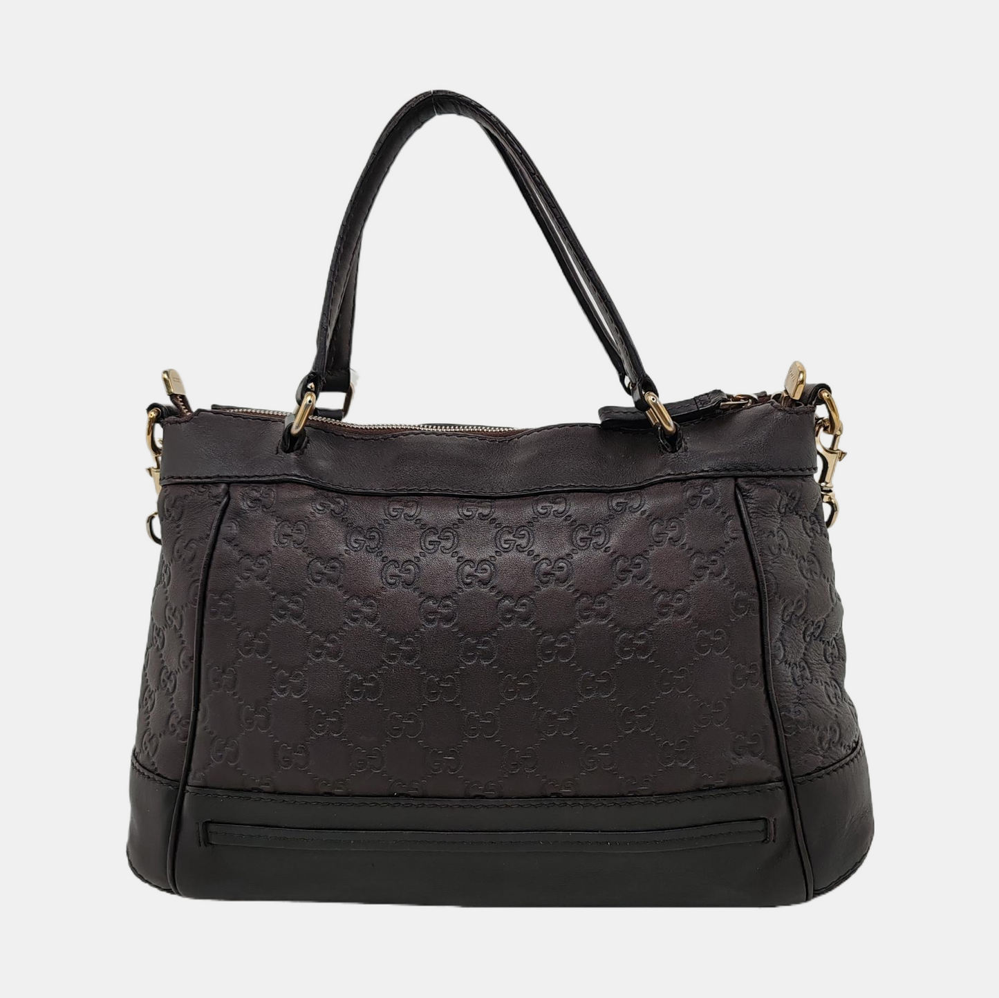 GUCCI Tote bag Dark Brown Cowhide Monogrammed Quilted Single Shoulder Bag Handbag Crossbody Golden hardware Removable shoulder strap-(SKU)-946858648